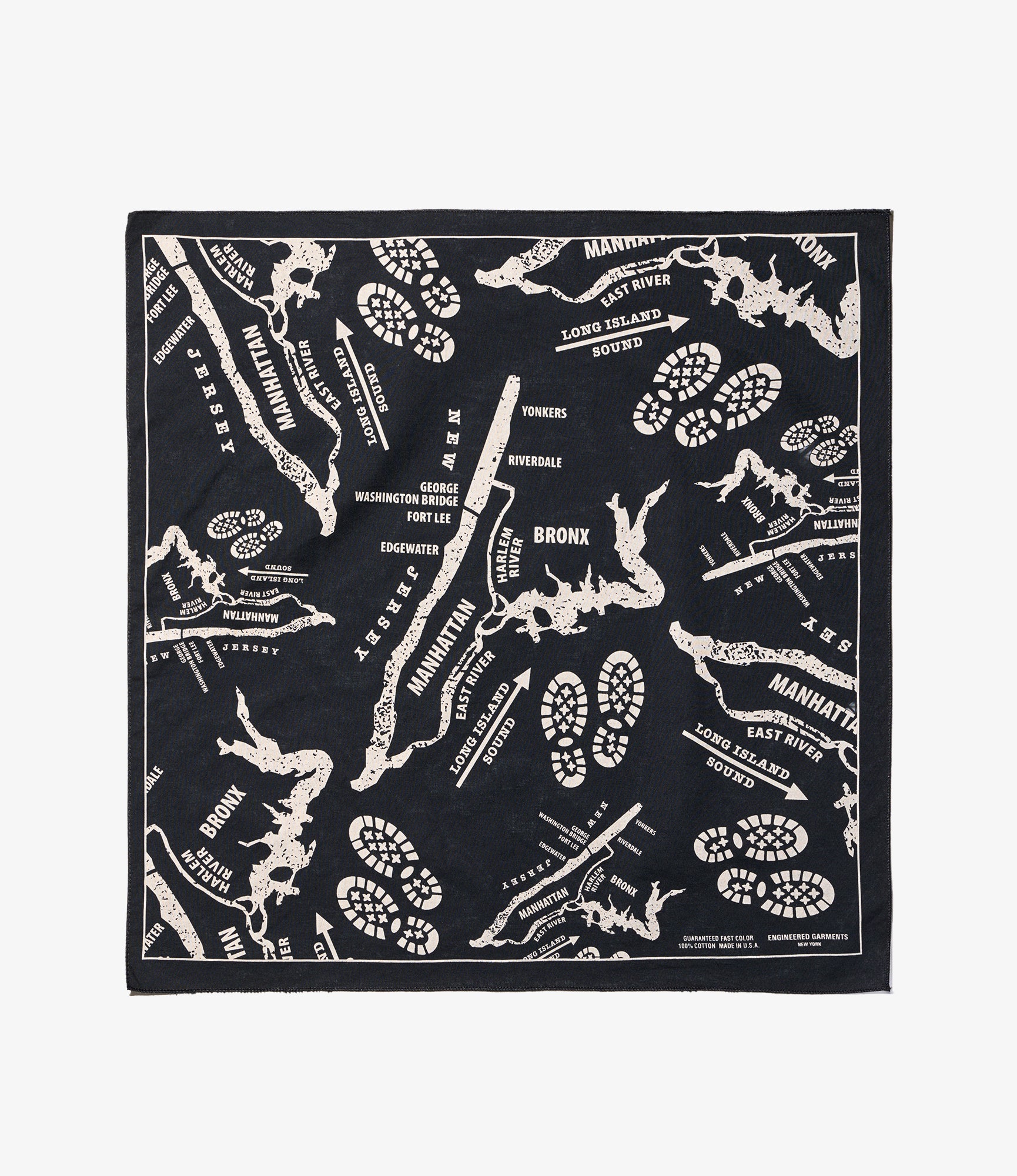 Printed Bandana - Black - Map
