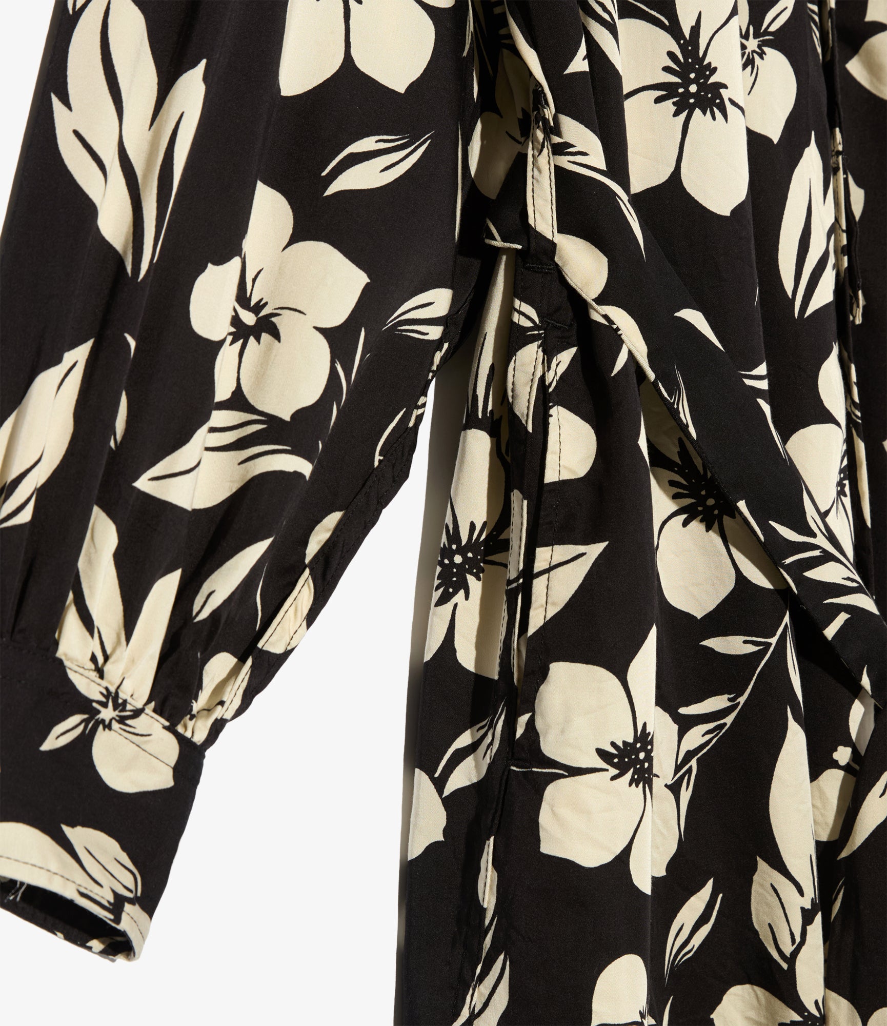 Women's Banded Painter Dress - Black/Natural Tencel Floral Print