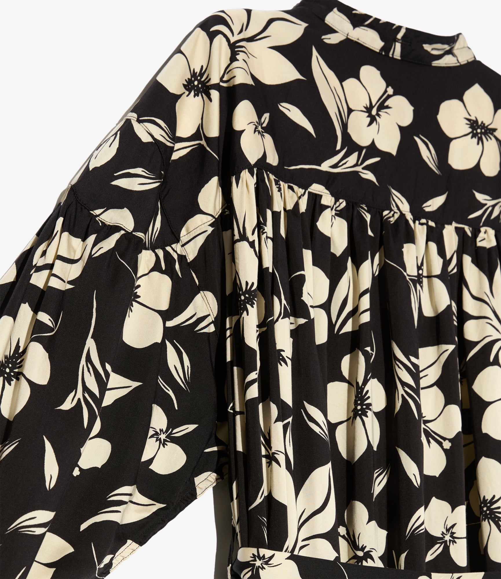Women's Banded Painter Dress - Black/Natural Tencel Floral Print