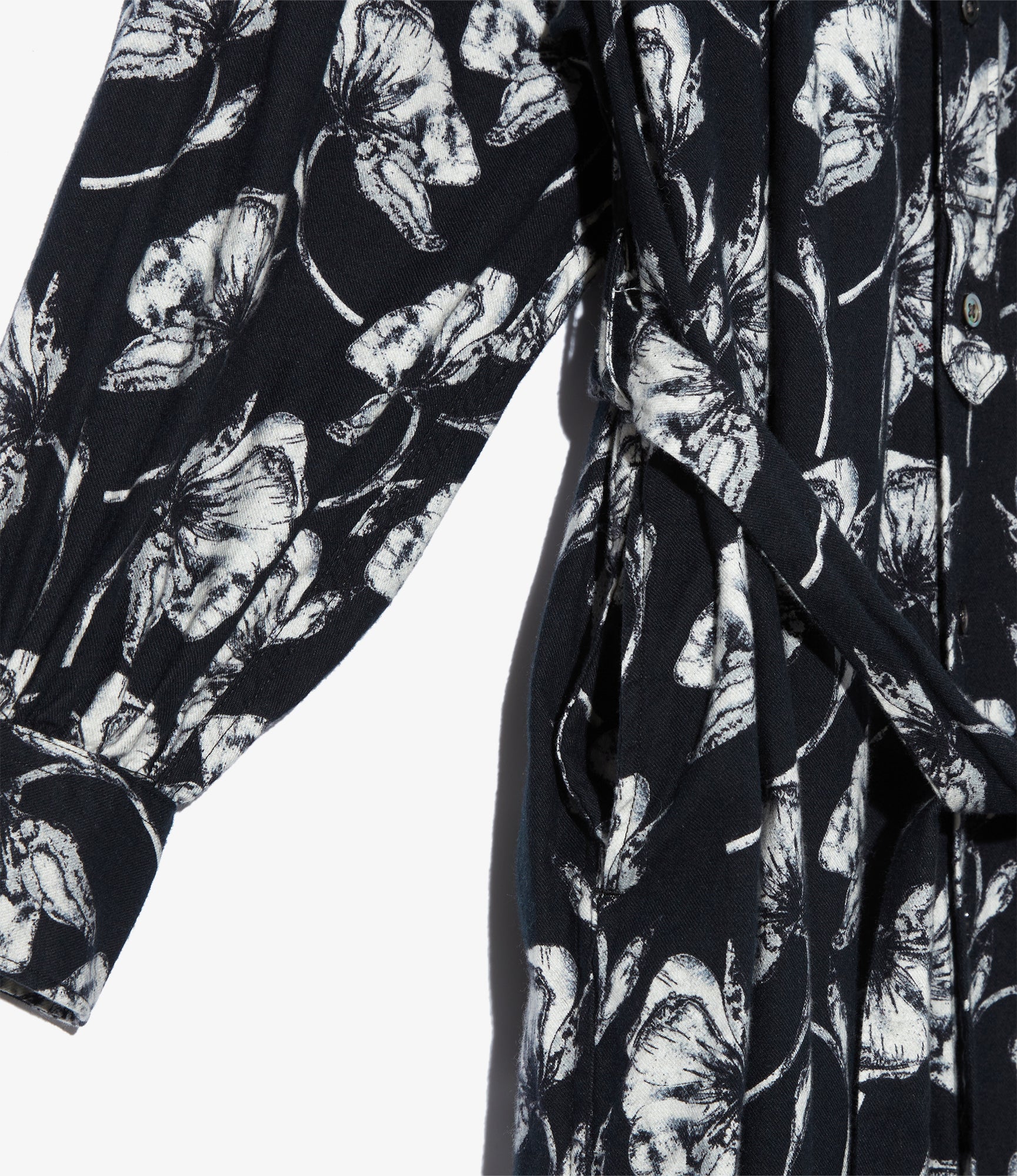 Women's Banded Painter Dress - Black/White Cotton Brushed Floral Print