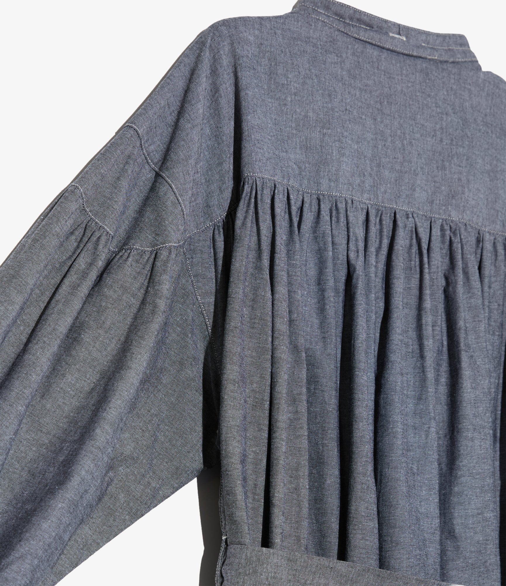 Women's Banded Painter Dress - Grey Cotton Chambray