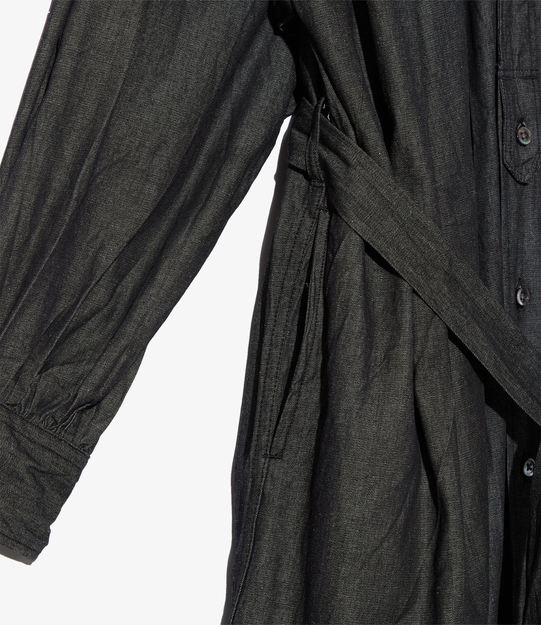 Women's Banded Painter Dress - Black Cotton Denim Shirting