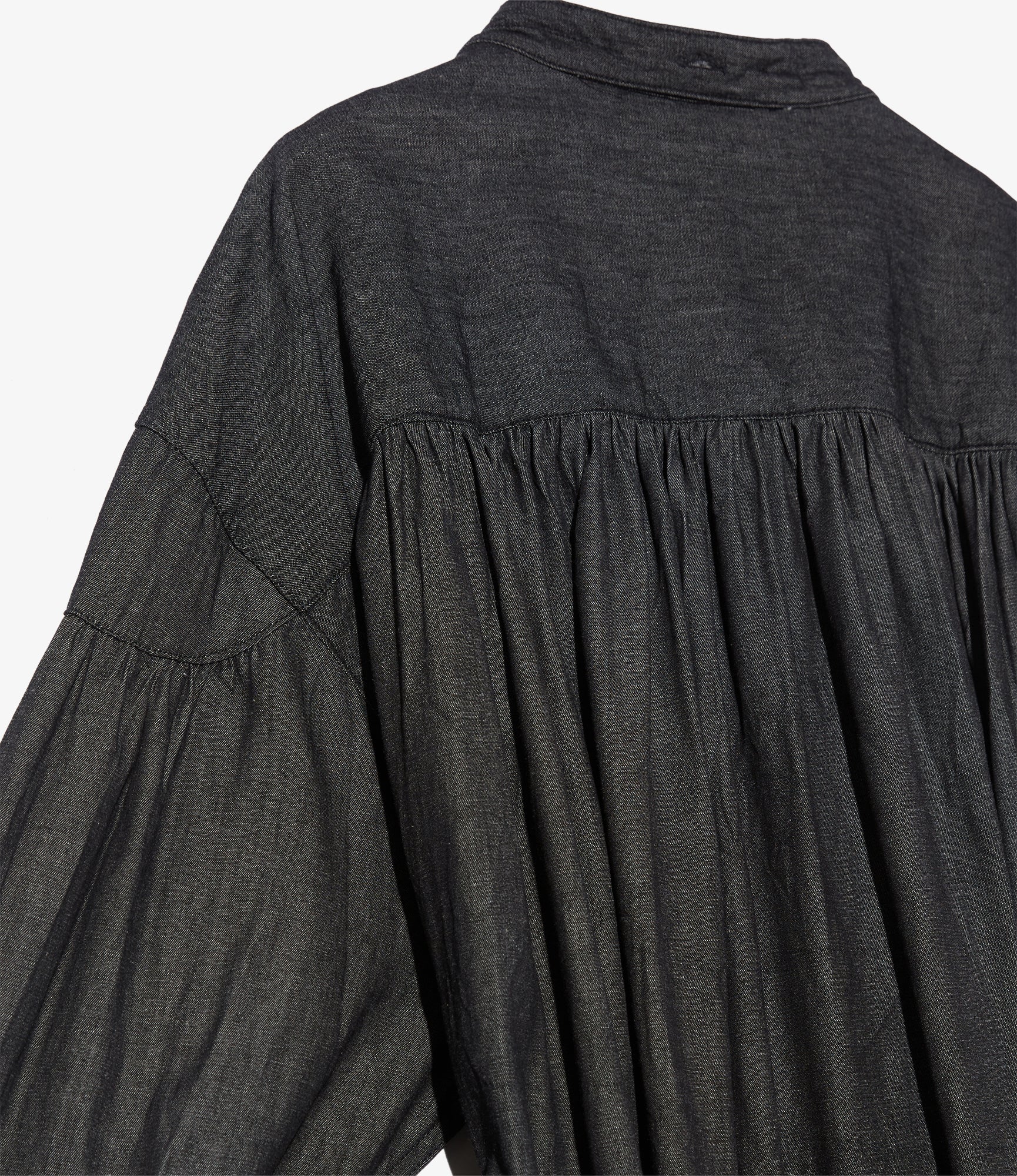 Women's Banded Painter Dress - Black Cotton Denim Shirting