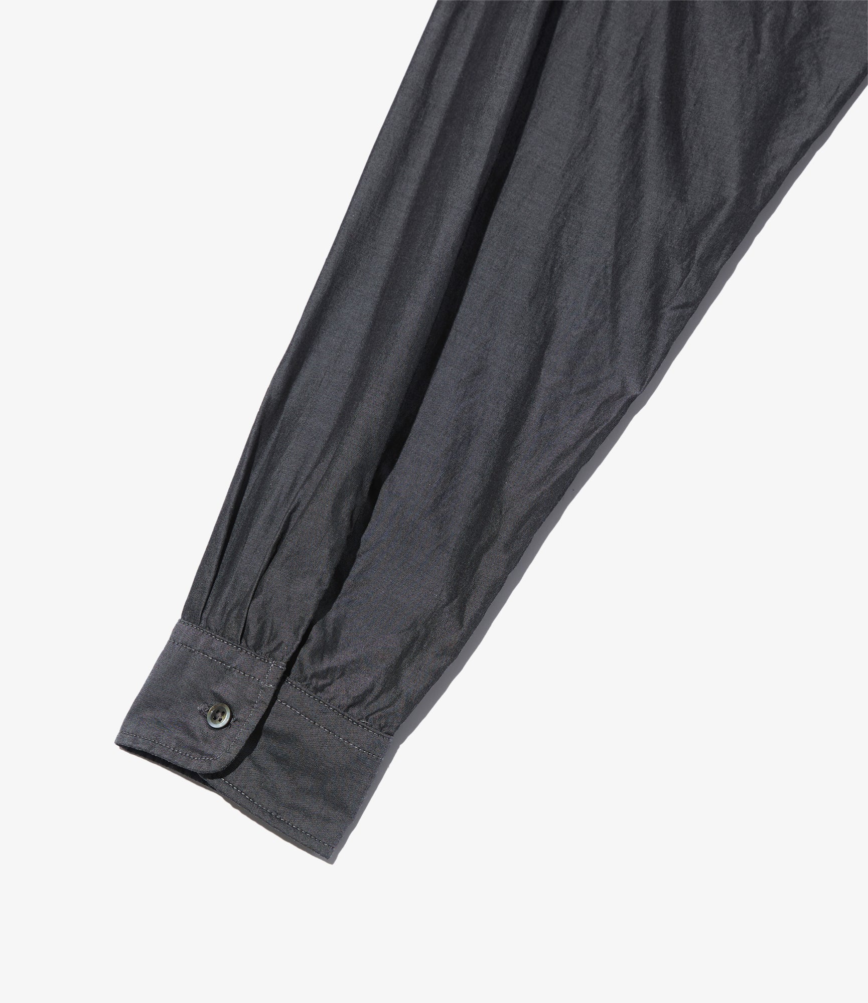 Banded Collar Shirt - Charcoal Cotton Iridescent Broadcloth