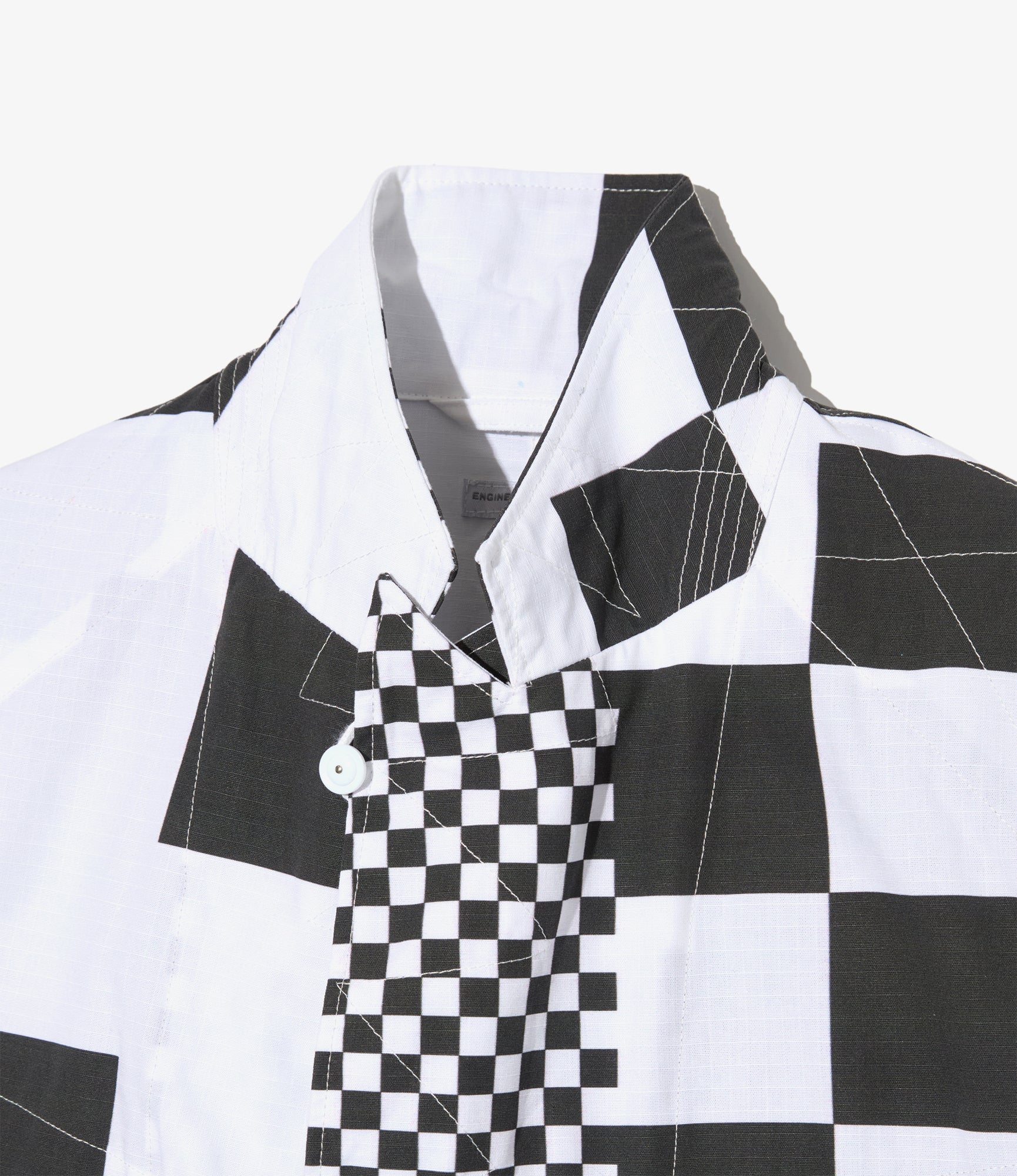 Bedford Jacket - White/Black Checker Print Cotton Ripstop