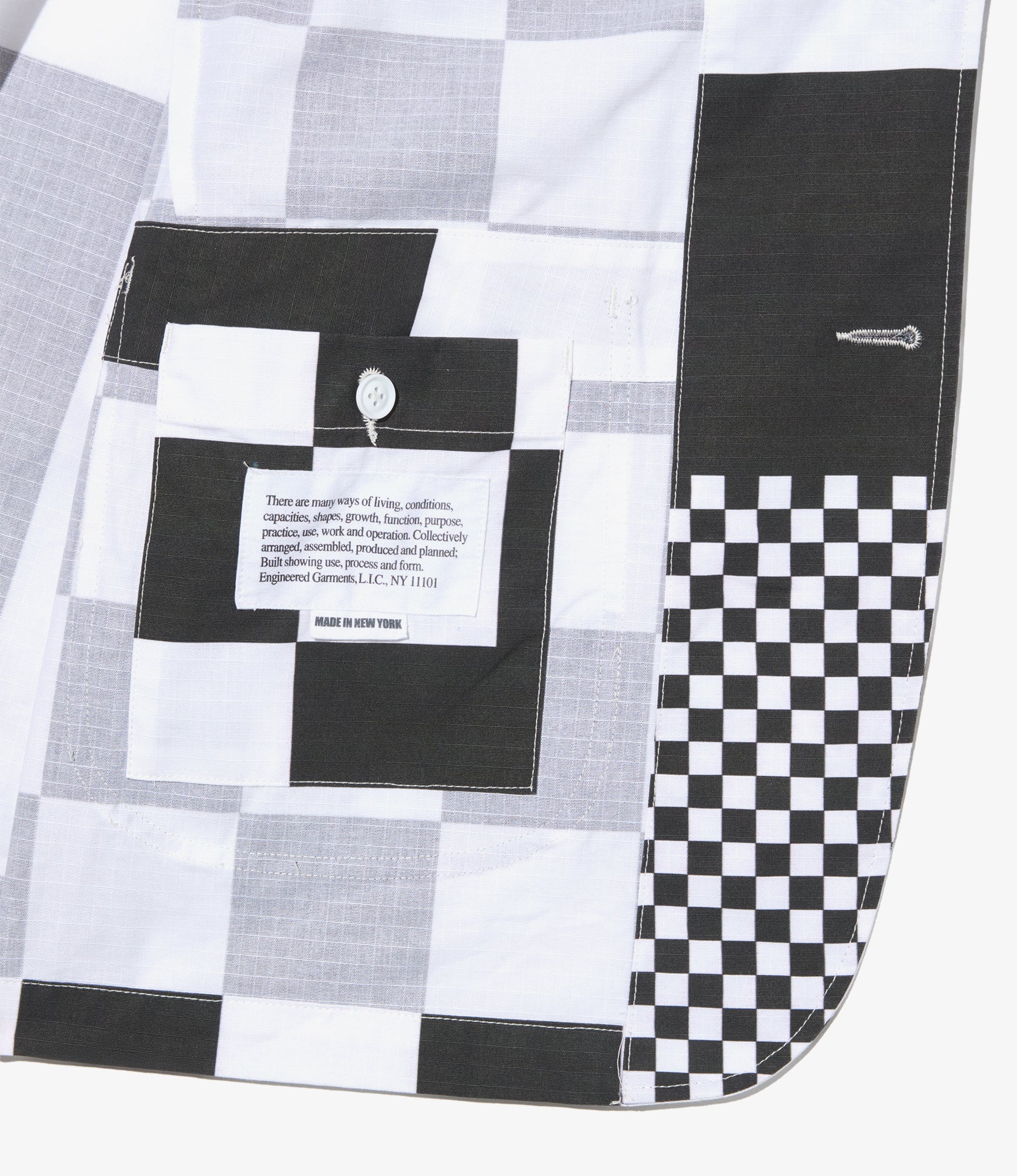 Bedford Jacket - White/Black Checker Print Cotton Ripstop