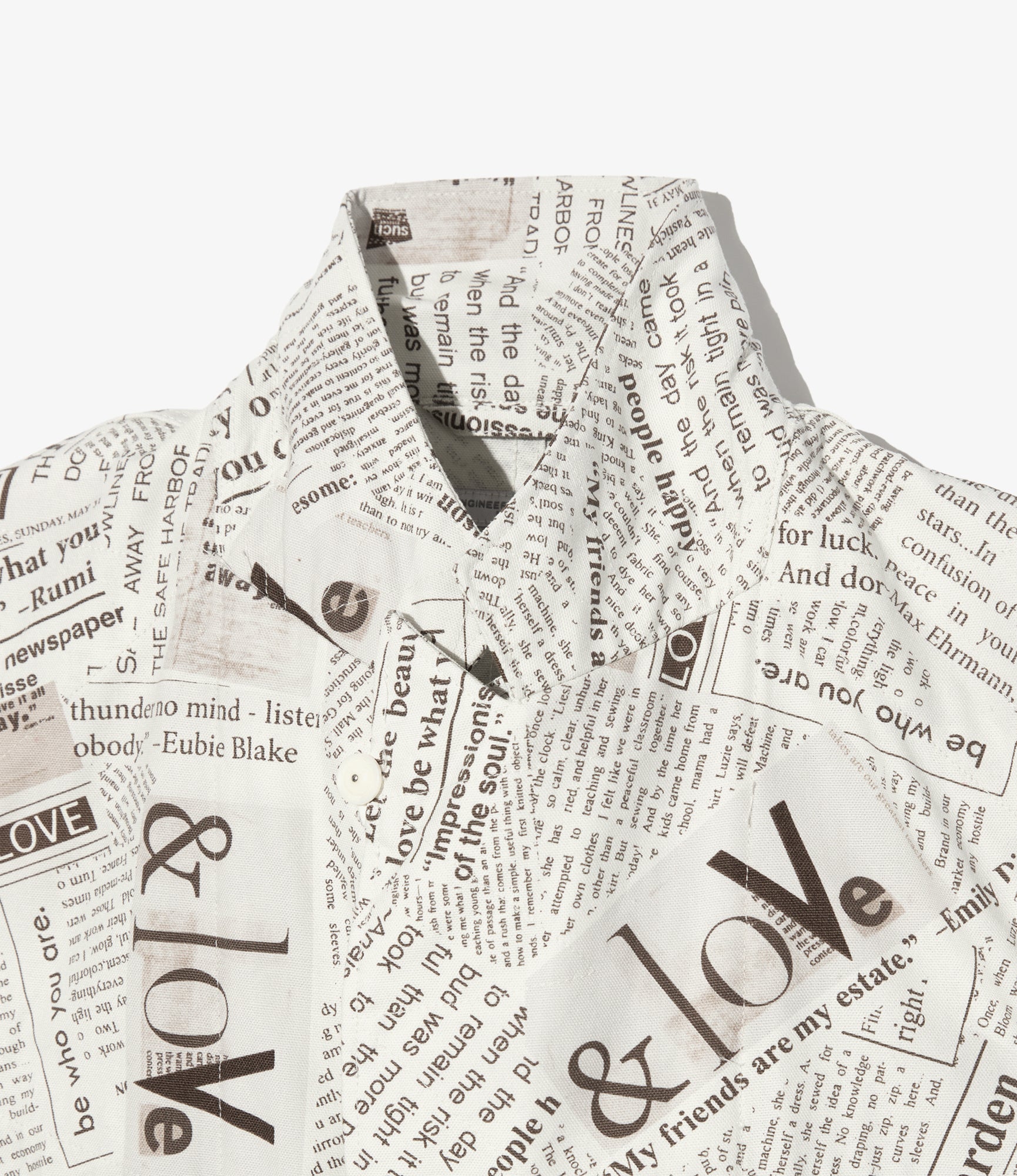 Bedford Jacket - White Cotton Newspaper Print Canvas