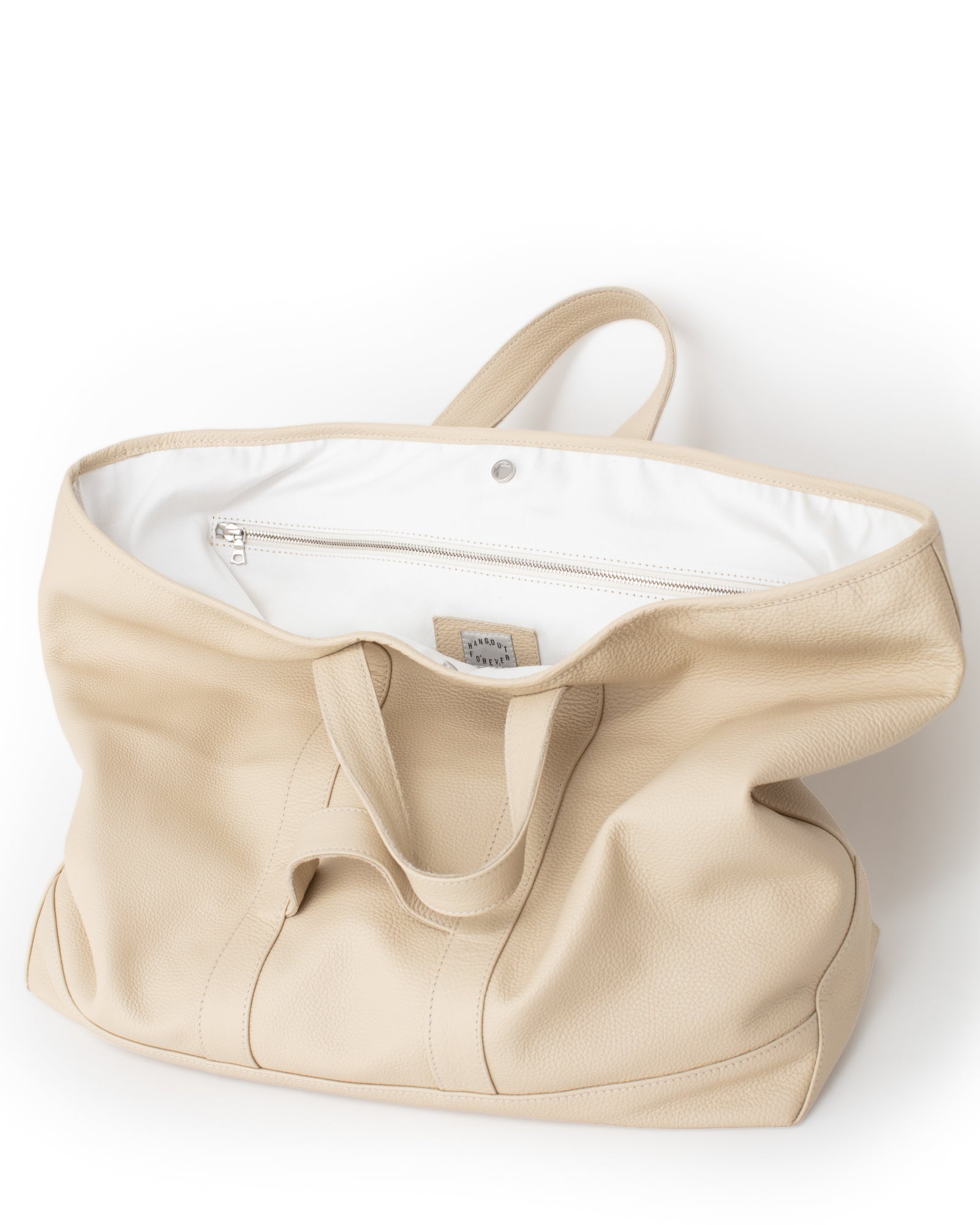 Hangout Forever - Bell Tote Bag - Natural Cowhide