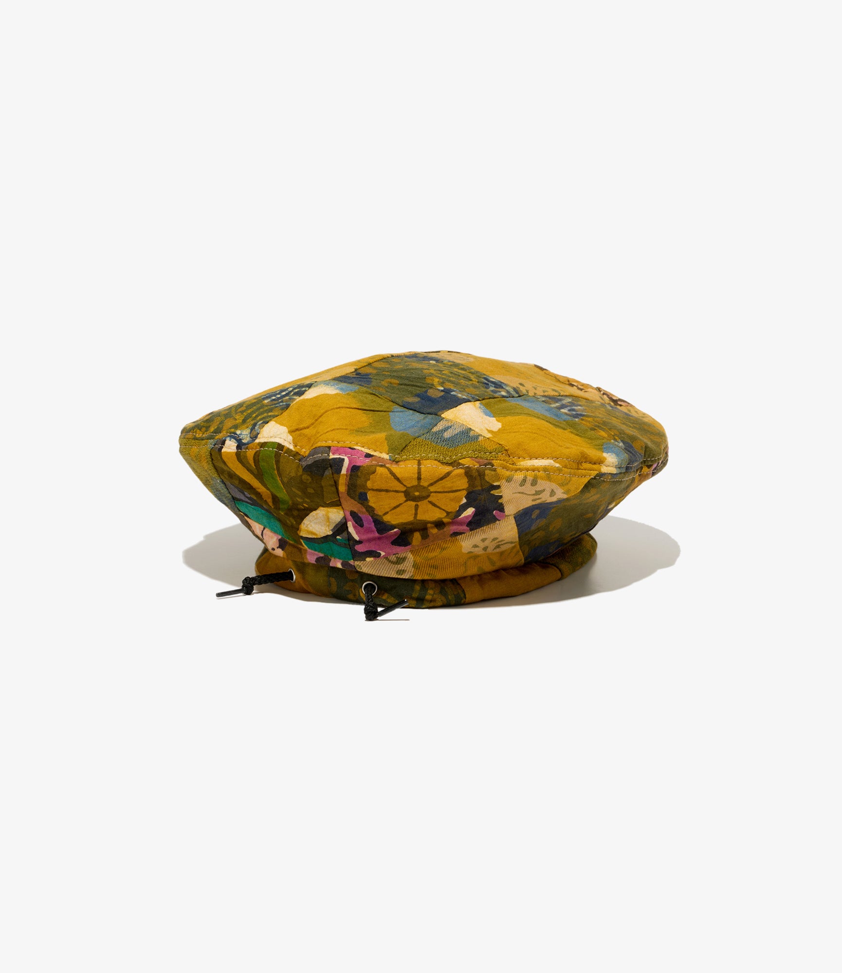 Beret - Olive Cotton Multi Pattern Patchwork