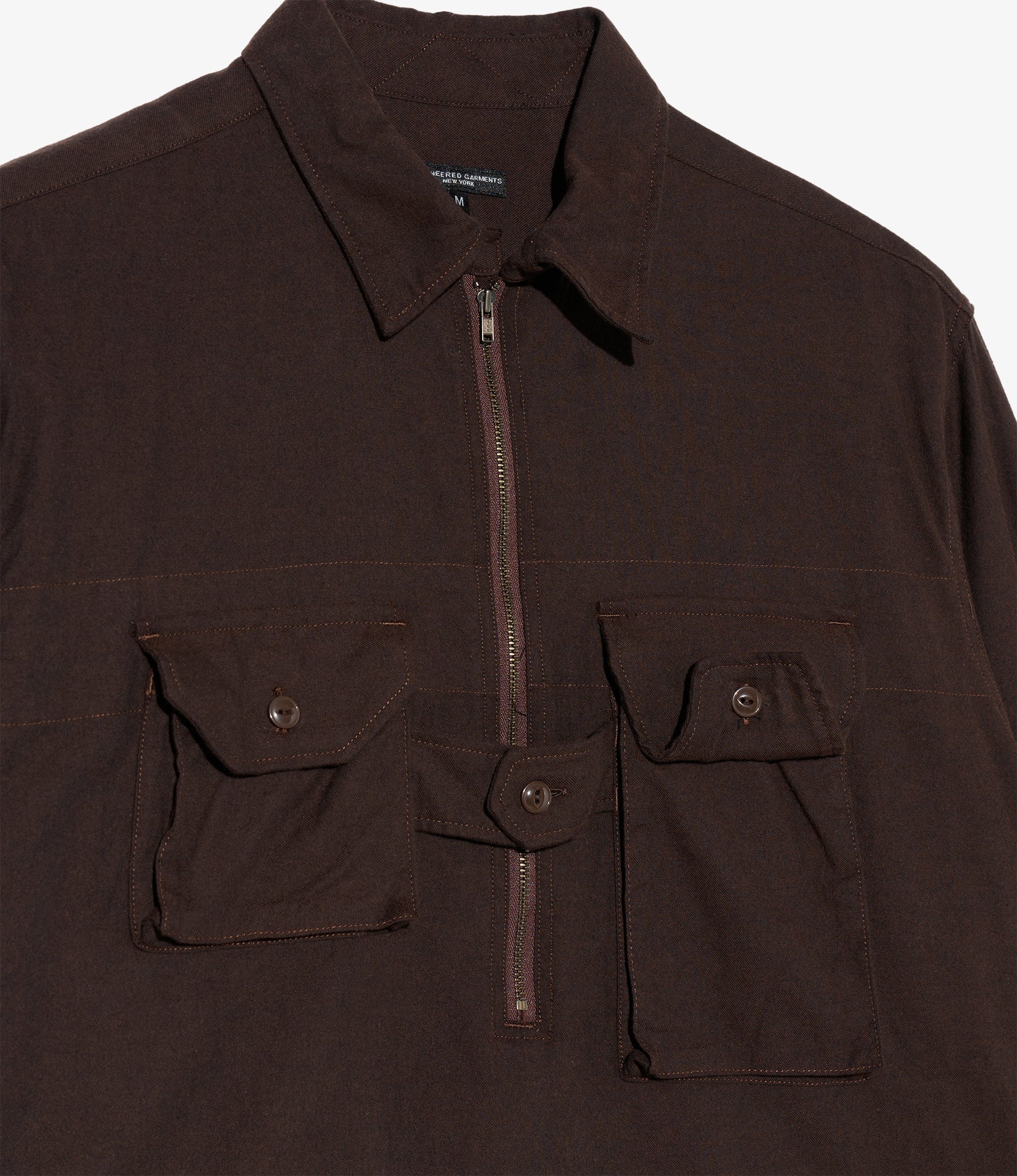 Binocular Shirt - Dk. Brown Cotton Brushed Twill