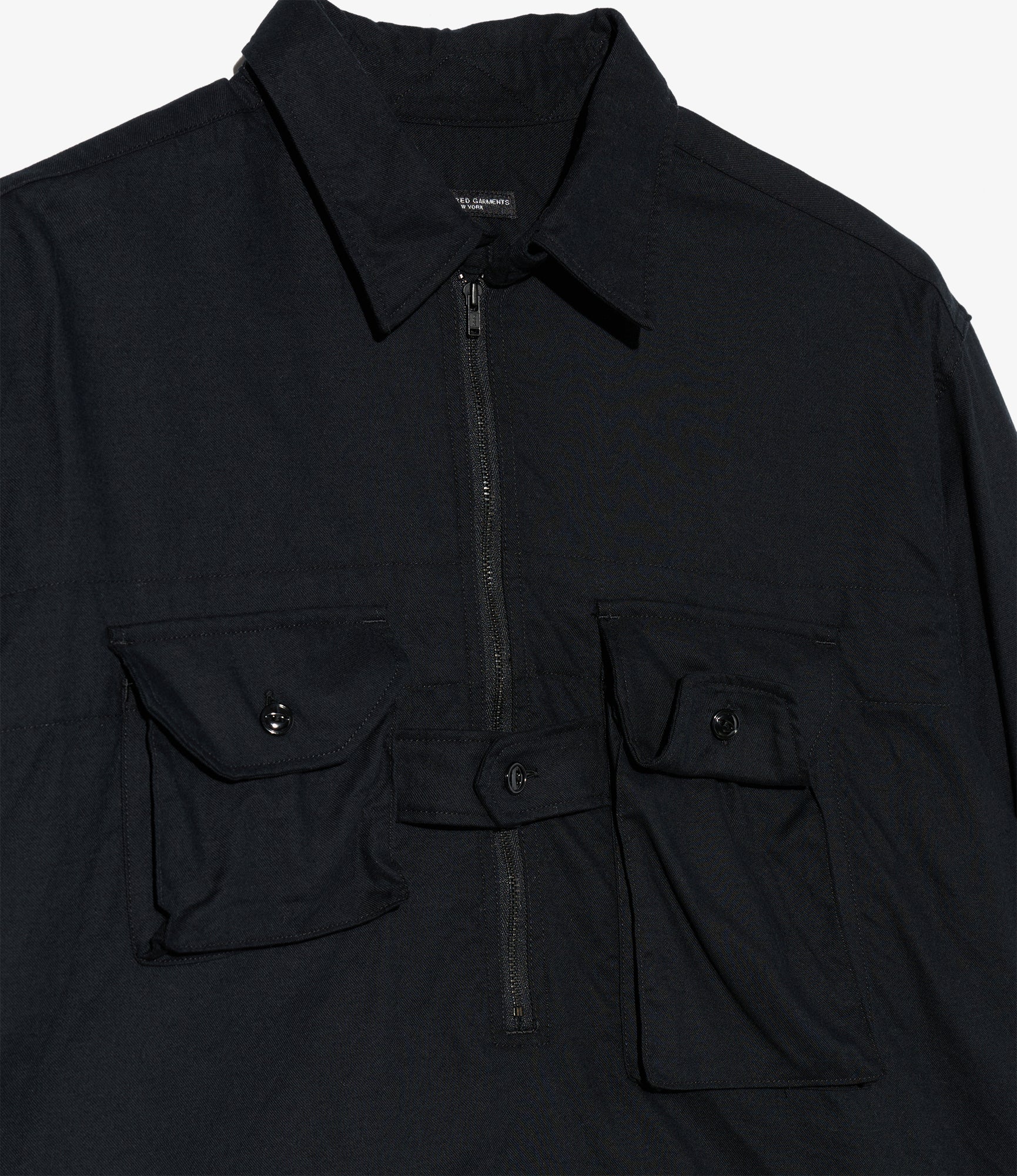 Binocular Shirt - Black Cotton Brushed Twill