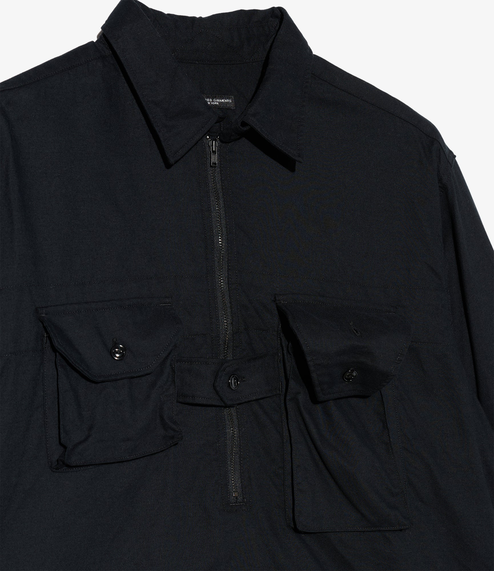 Binocular Shirt - Black Cotton Brushed Twill
