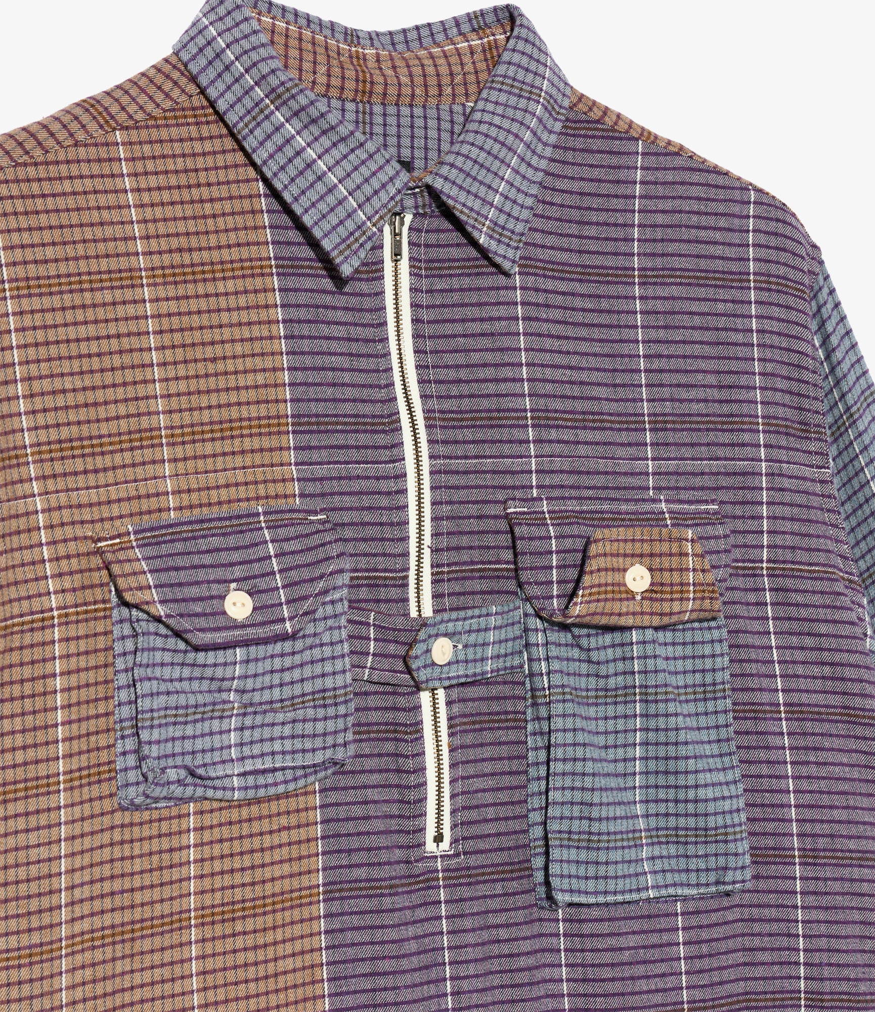 Binocular Shirt - Multi Color Cotton Color Block Check