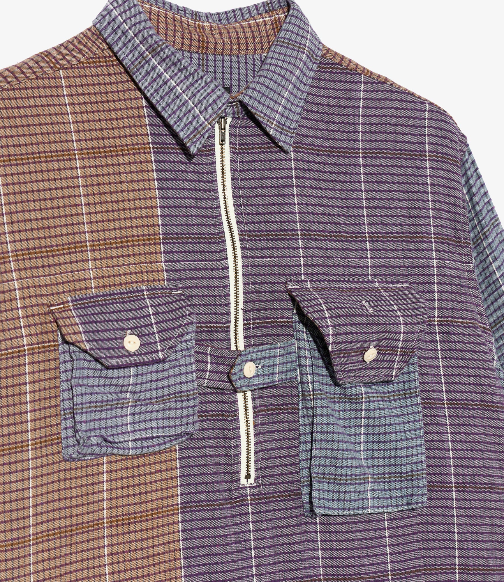Binocular Shirt - Multi Color Cotton Color Block Check