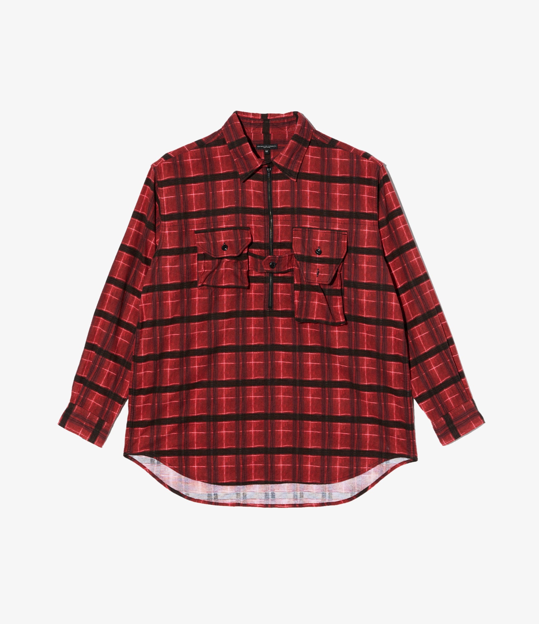 Binocular Shirt - Red/Black Cotton Printed Plaid Flannel
