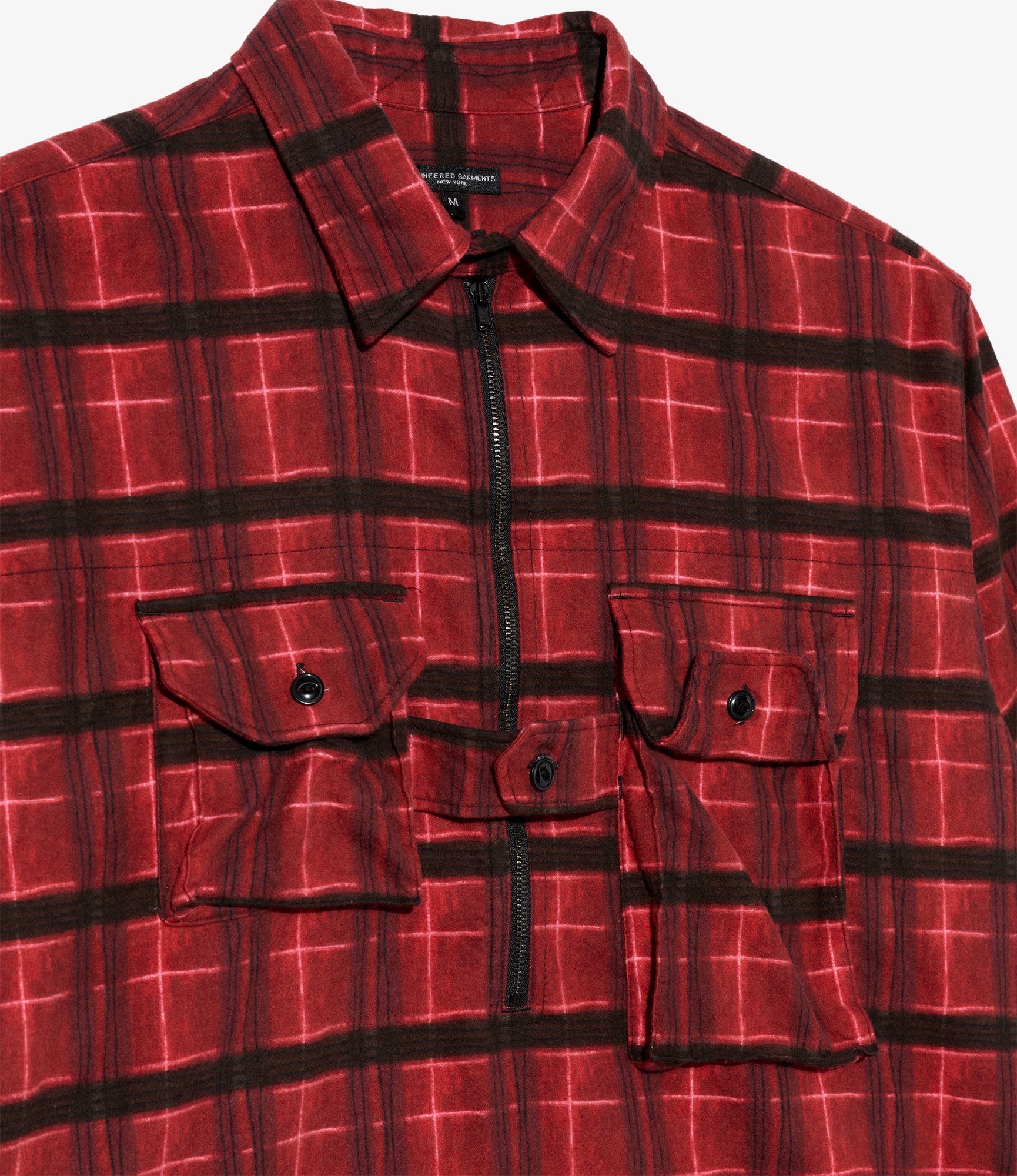 Binocular Shirt - Red/Black Cotton Printed Plaid Flannel