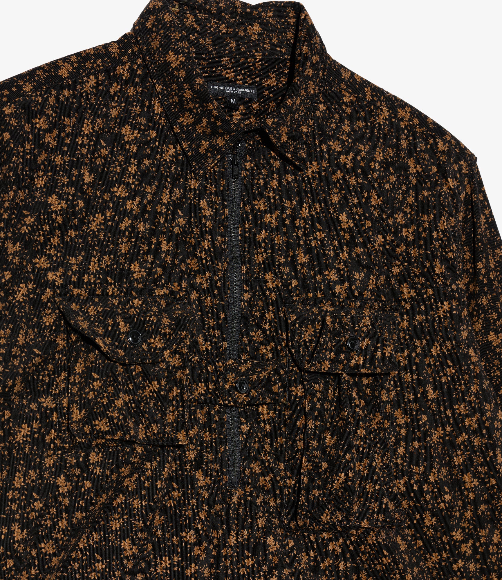 Binocular Shirt - Black 21W Corduroy Small Floral Print