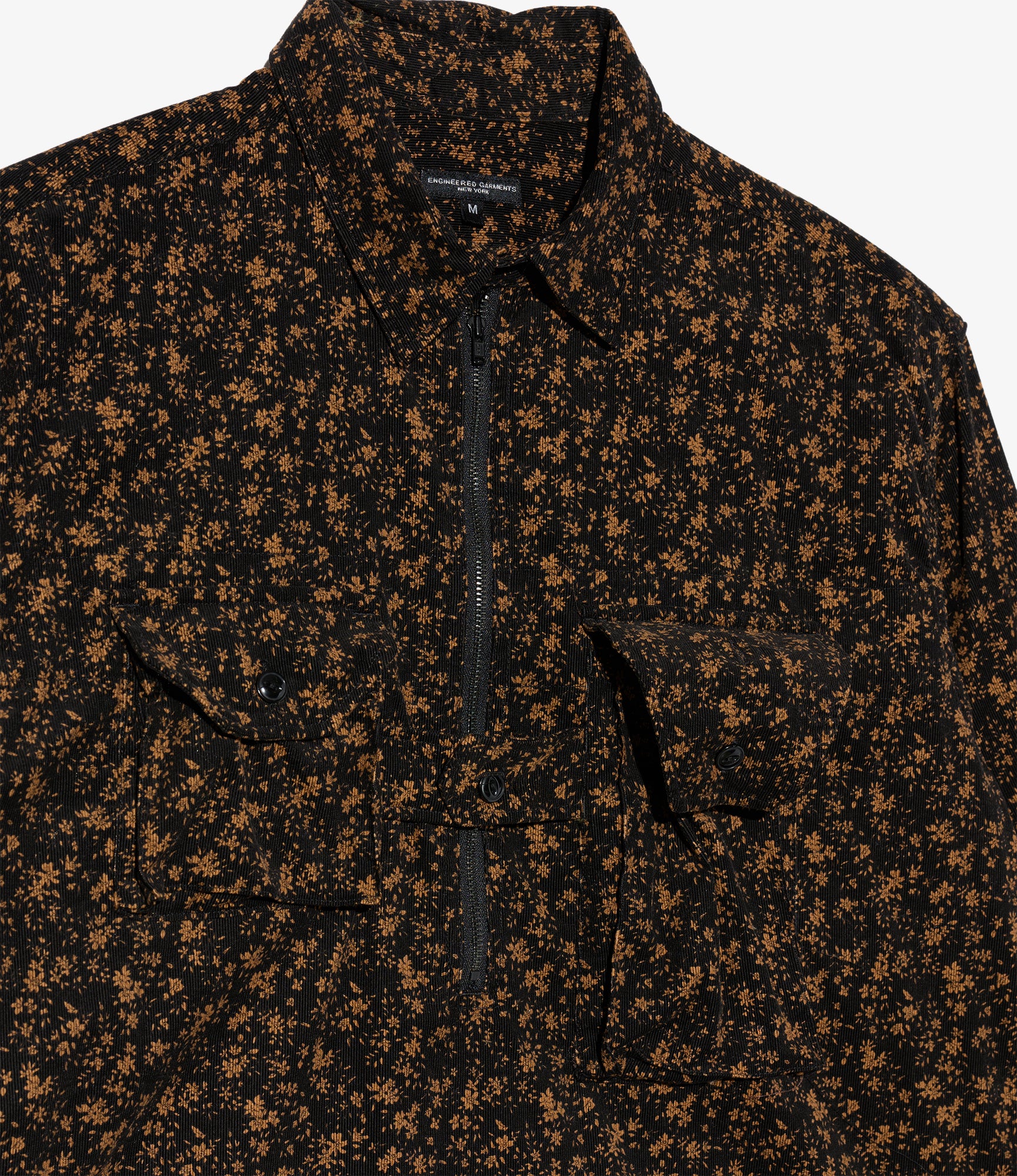 Binocular Shirt - Black 21W Corduroy Small Floral Print