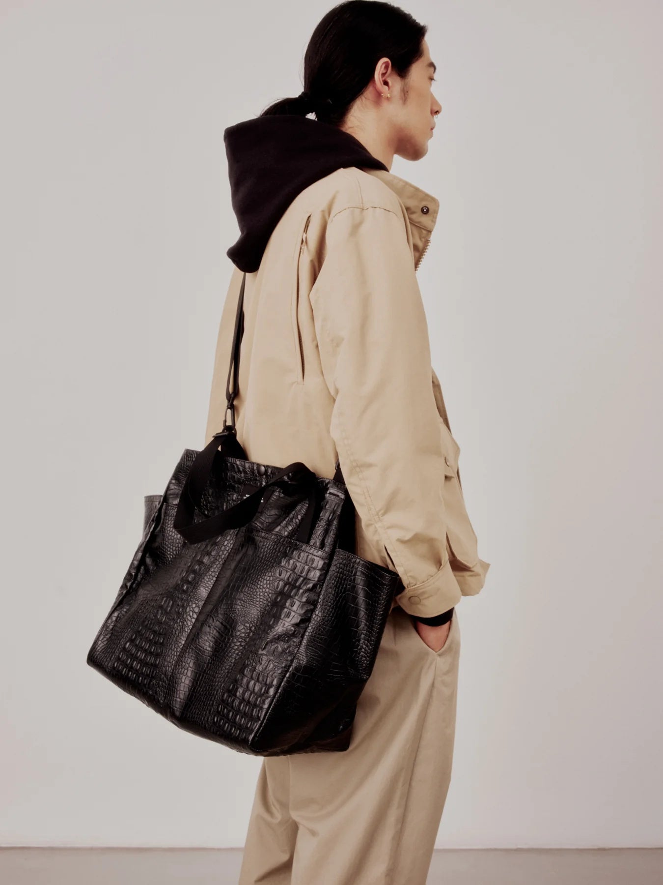 Carry-all Beach Bag - Black Croco