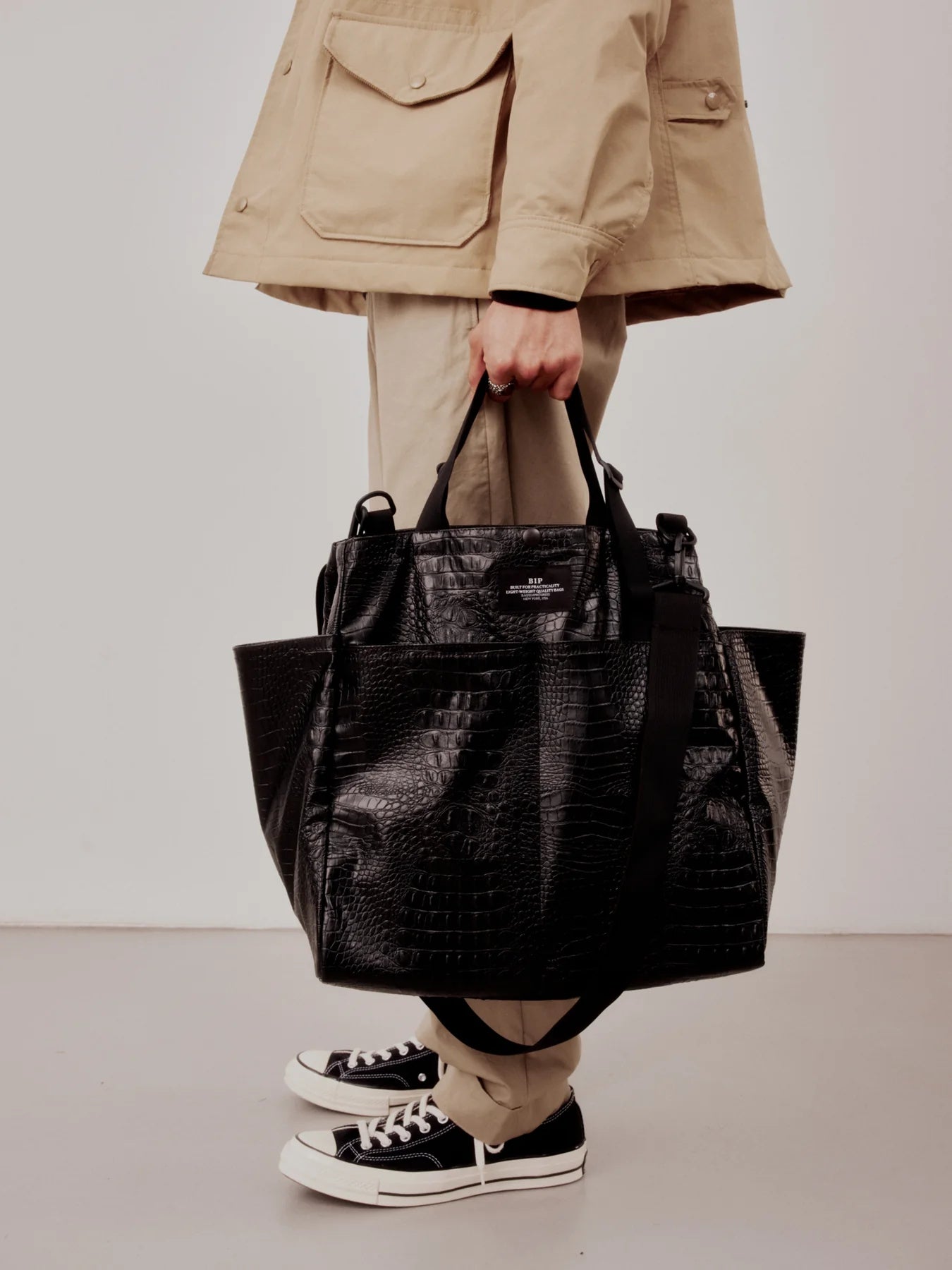 Carry-all Beach Bag - Black Croco