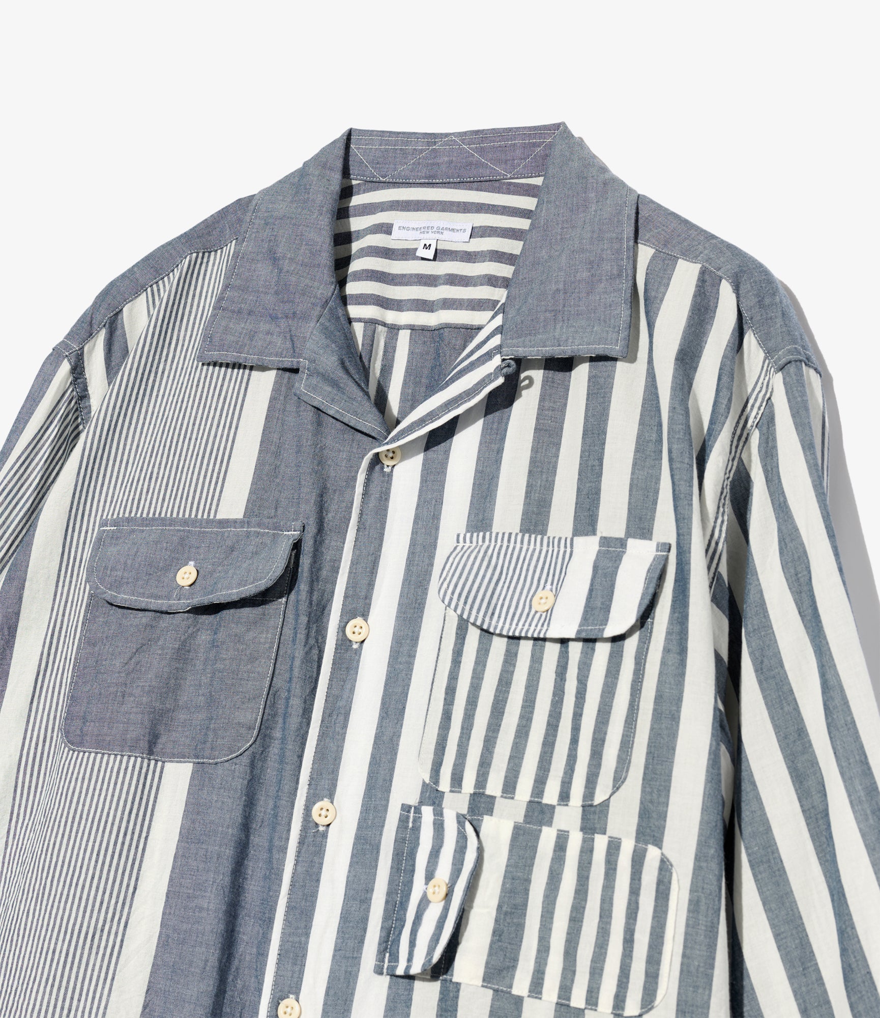 Bowling Shirt - Blue/White Stripe Cotton Chambray