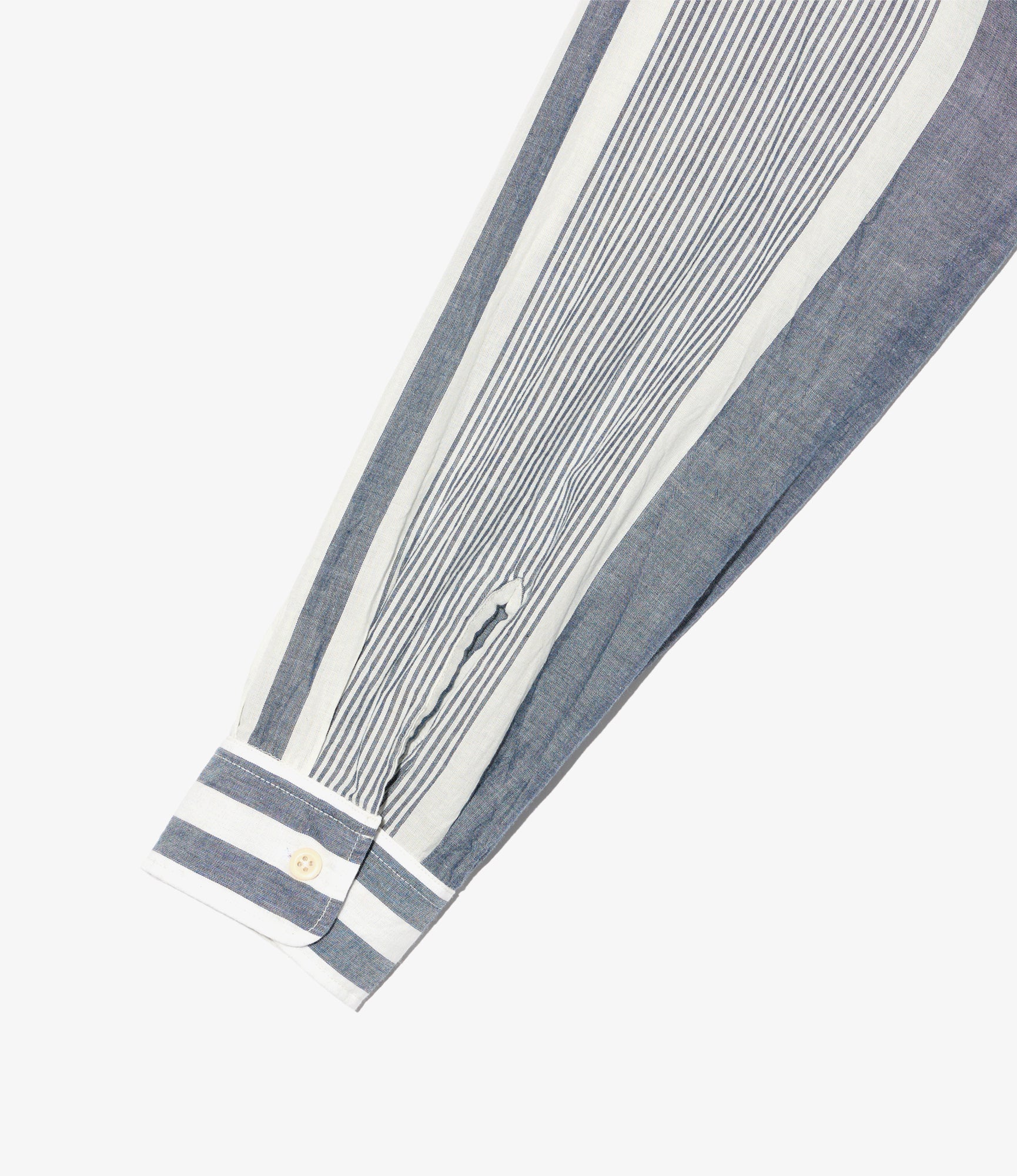 Bowling Shirt - Blue/White Stripe Cotton Chambray