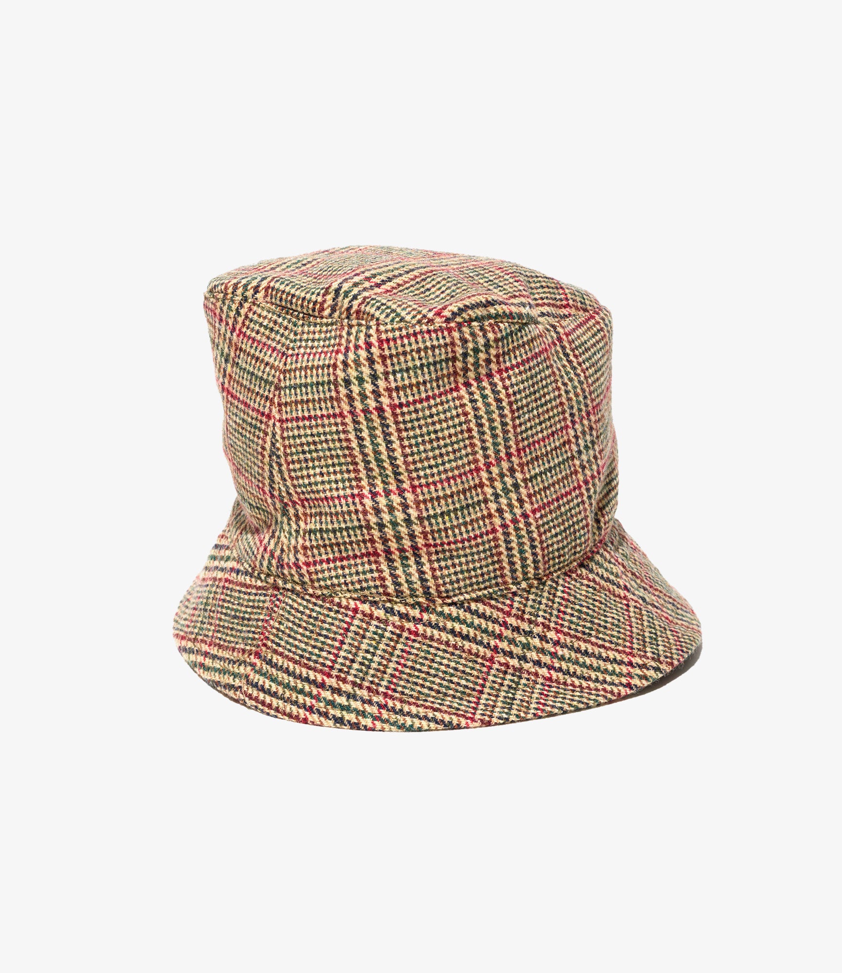 Bucket Hat - Tan/Red Wool Poly Glen Plaid