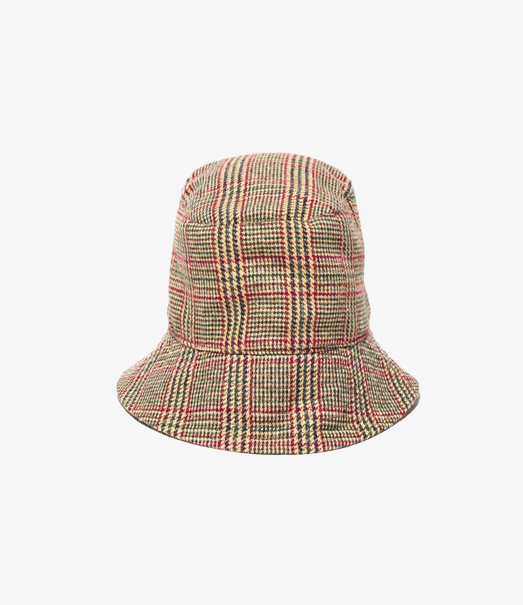 Bucket Hat - Tan/Red Wool Poly Glen Plaid