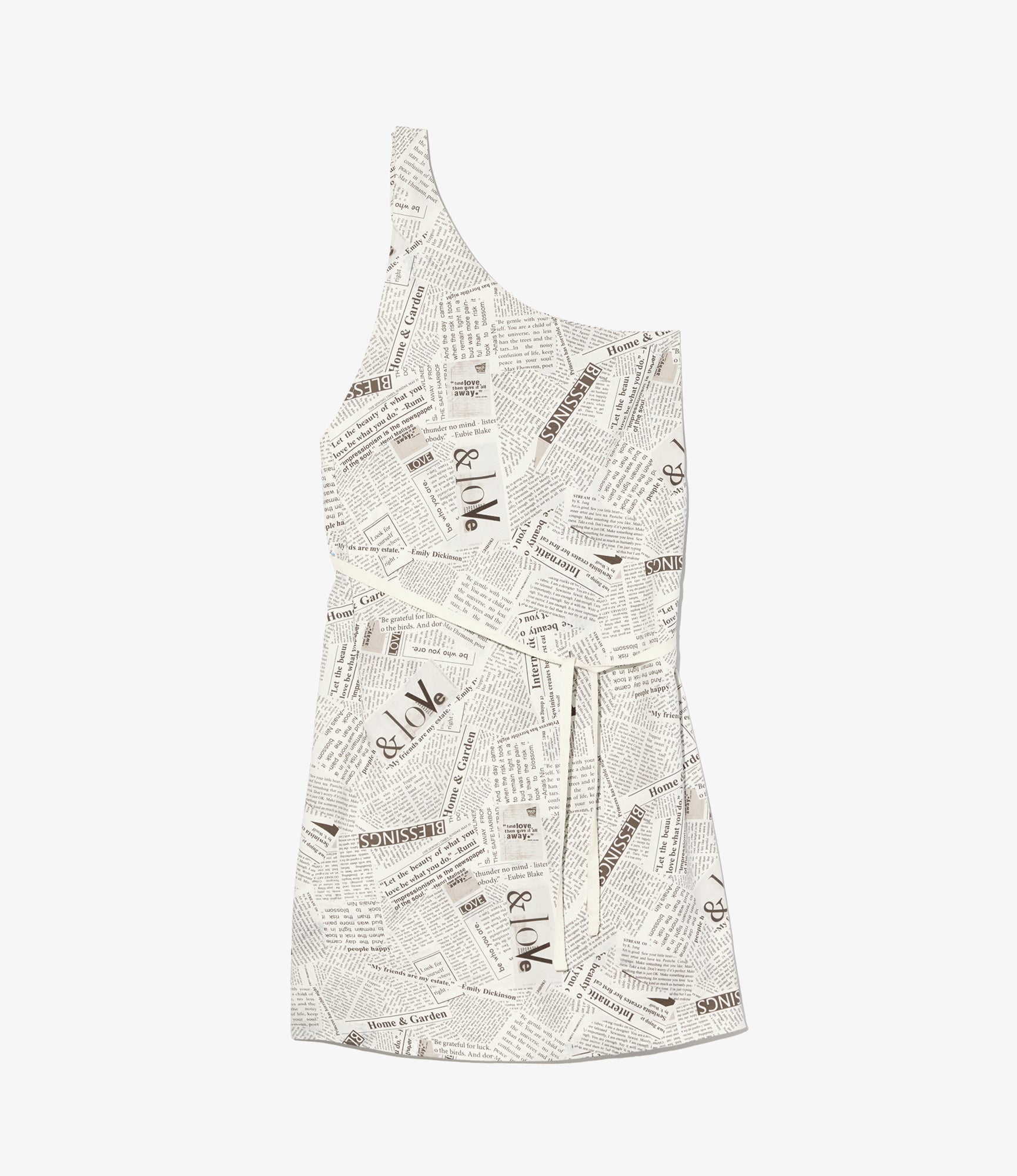 Butchers Apron - White Cotton News Paper Print Canvas