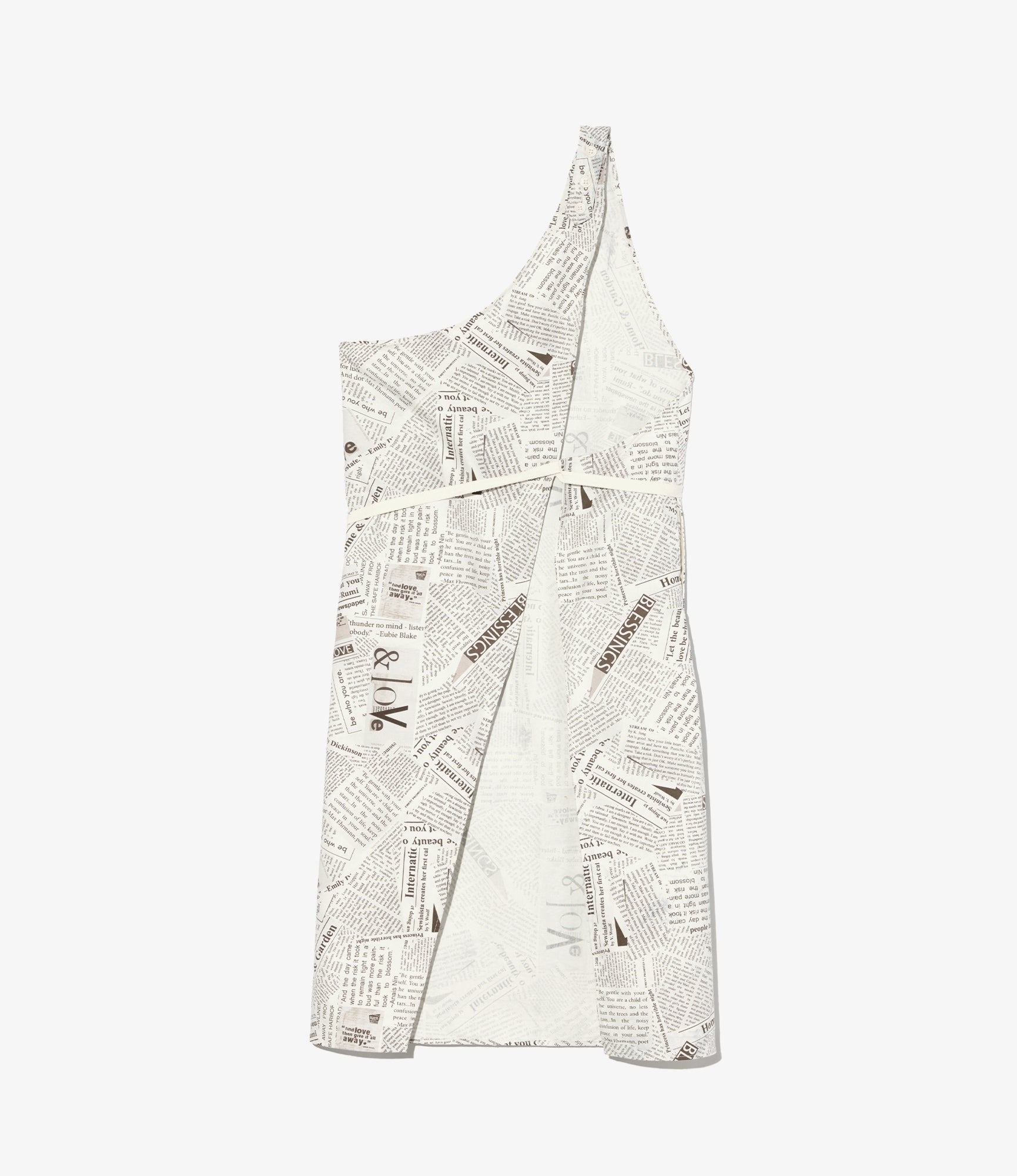 Butchers Apron - White Cotton News Paper Print Canvas
