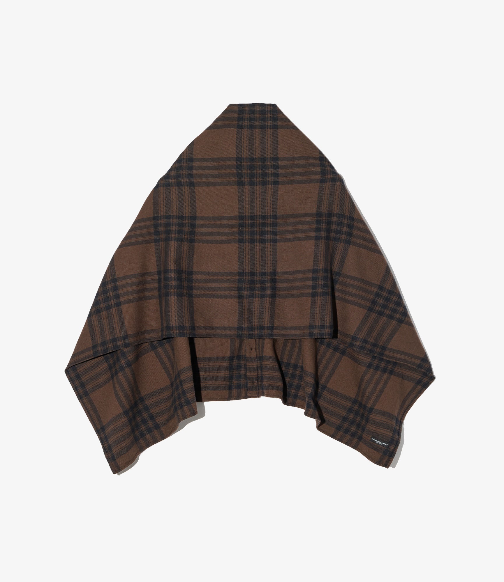 Button Shawl - Brown/Black Cotton Flannel Plaid