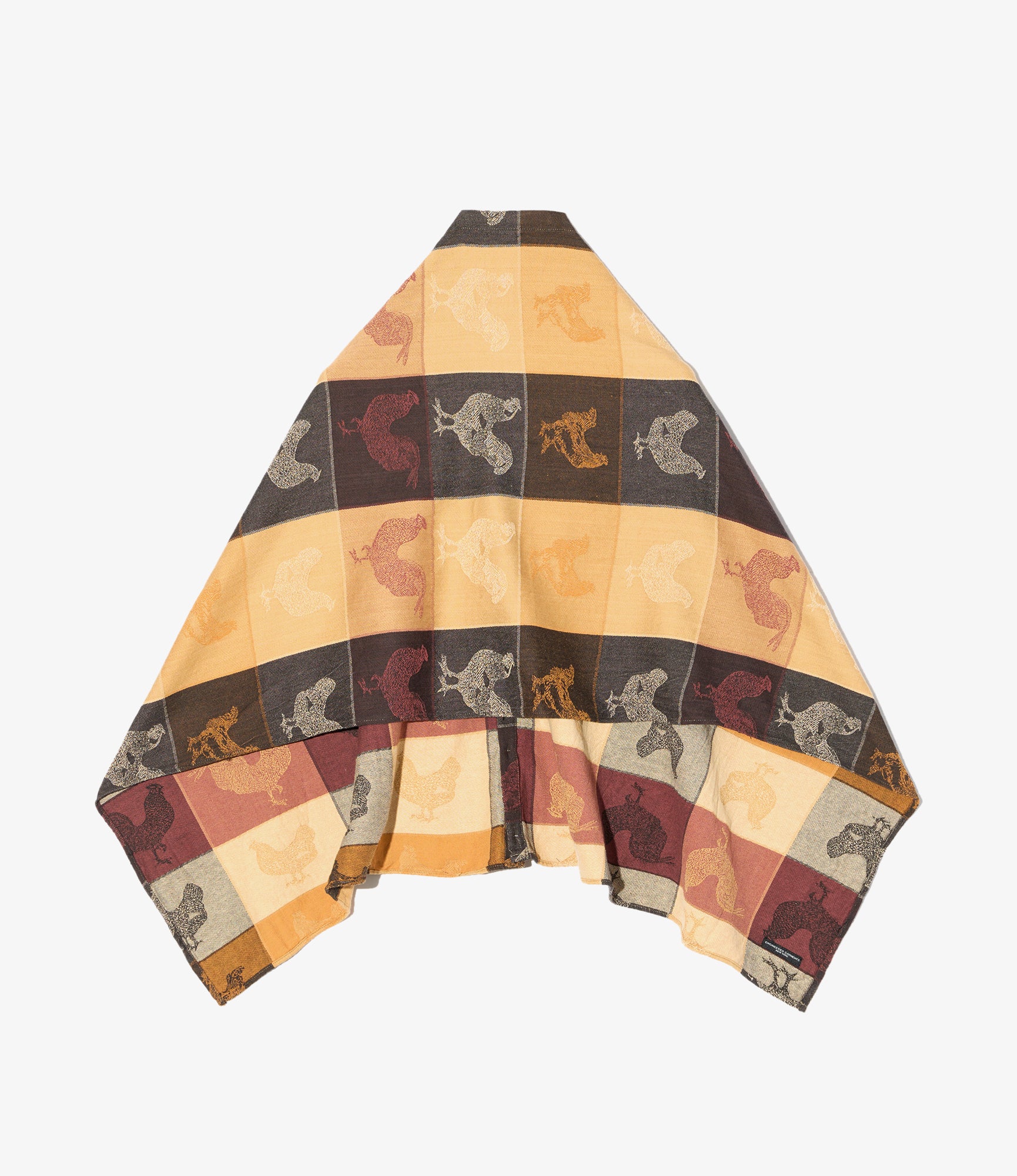 Button Shawl - Khaki Cotton Bird Block Jq.