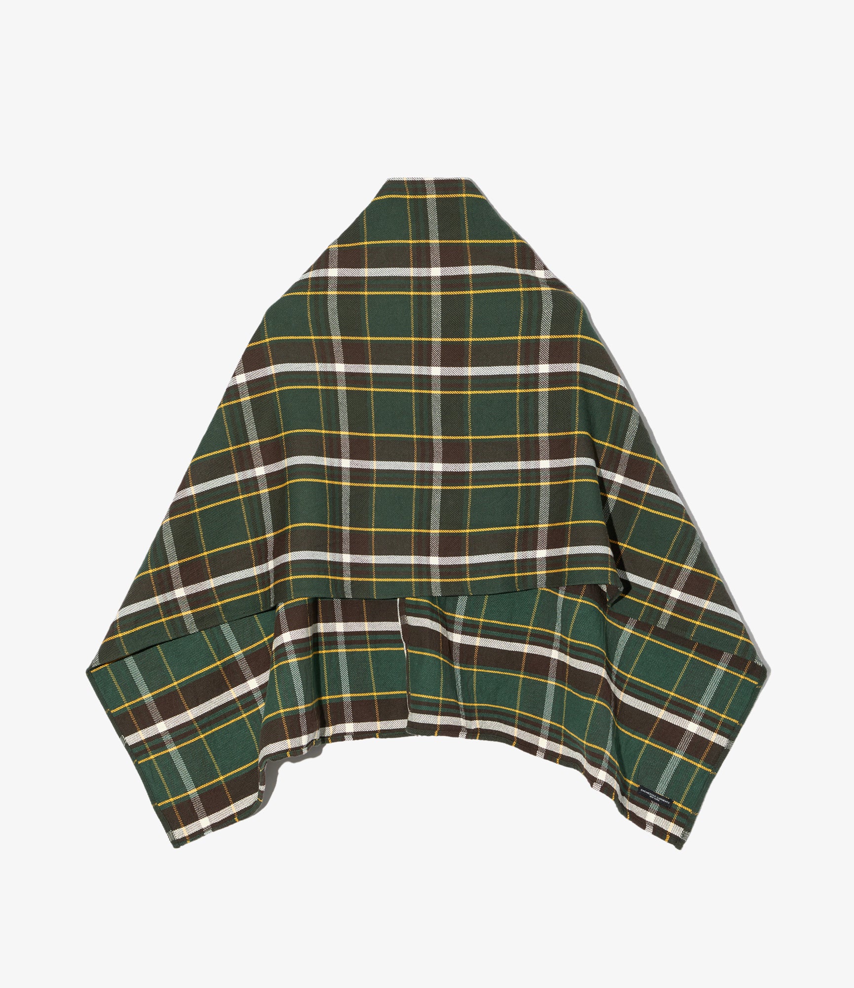 Button Shawl - Olive/Brown Cotton Heavy Twill Plaid