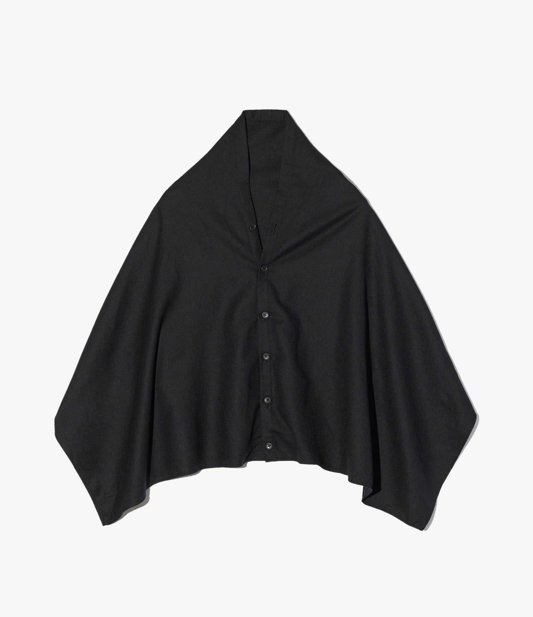 Button Shawl - Black High Count Worsted Wool