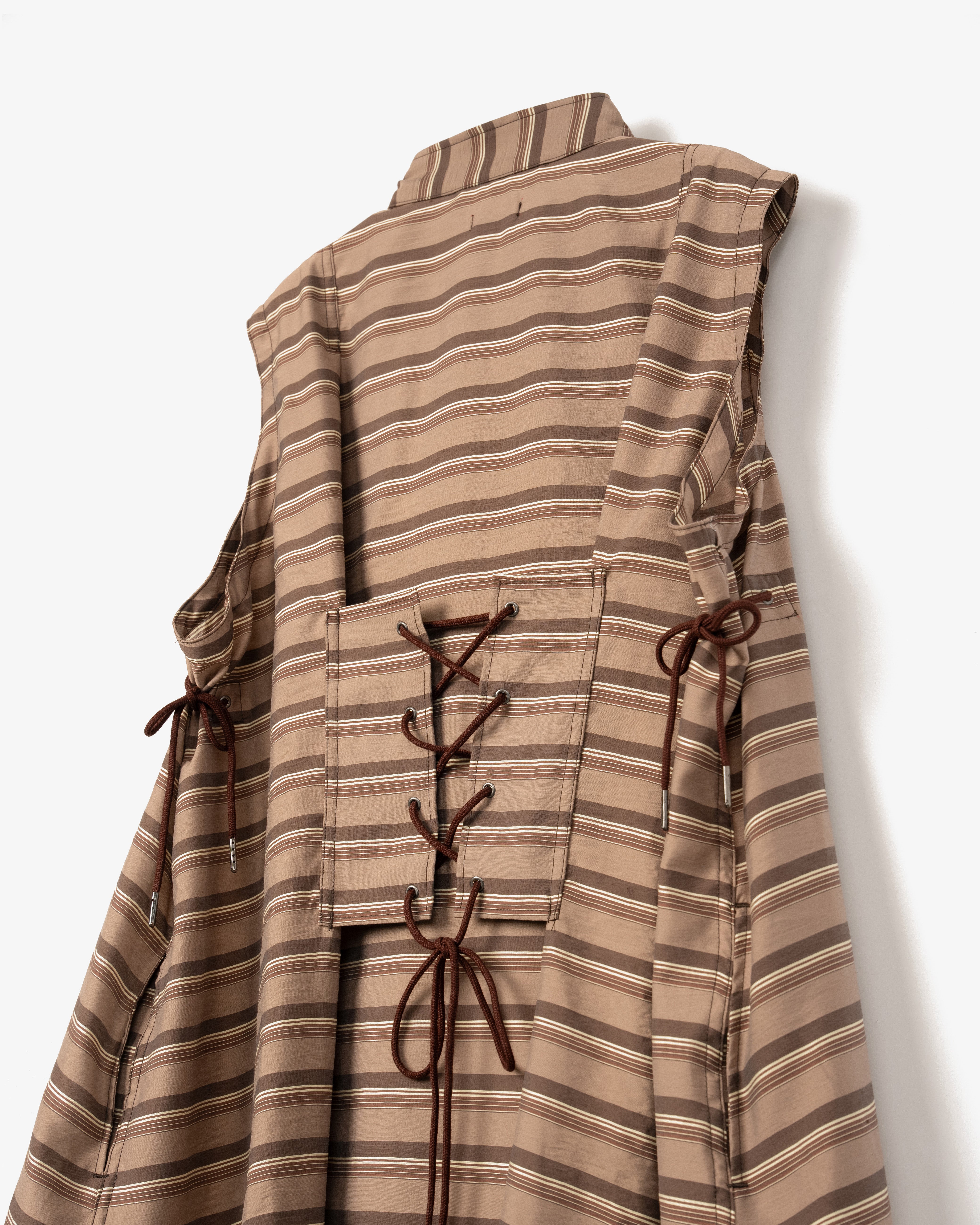 Women's Flak Dress - Brown Striped Viscose