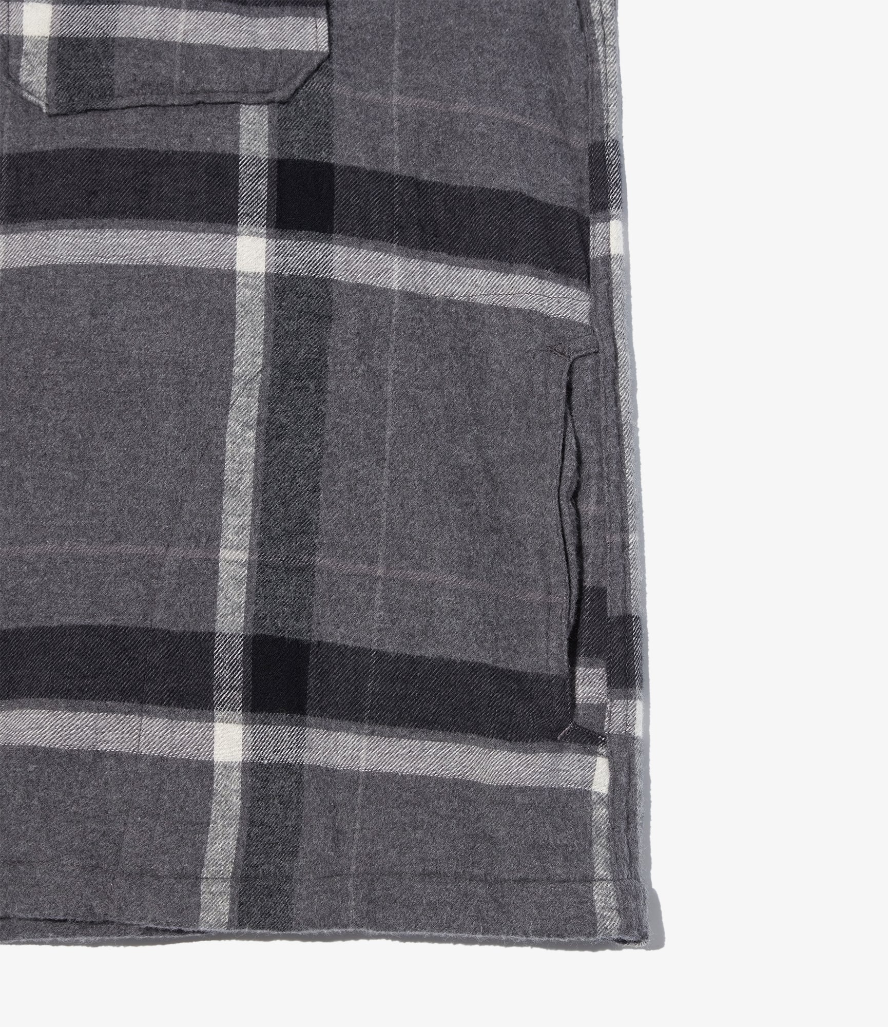 Cagoule Shirt - Grey/Black Cotton Brushed Big Plaid
