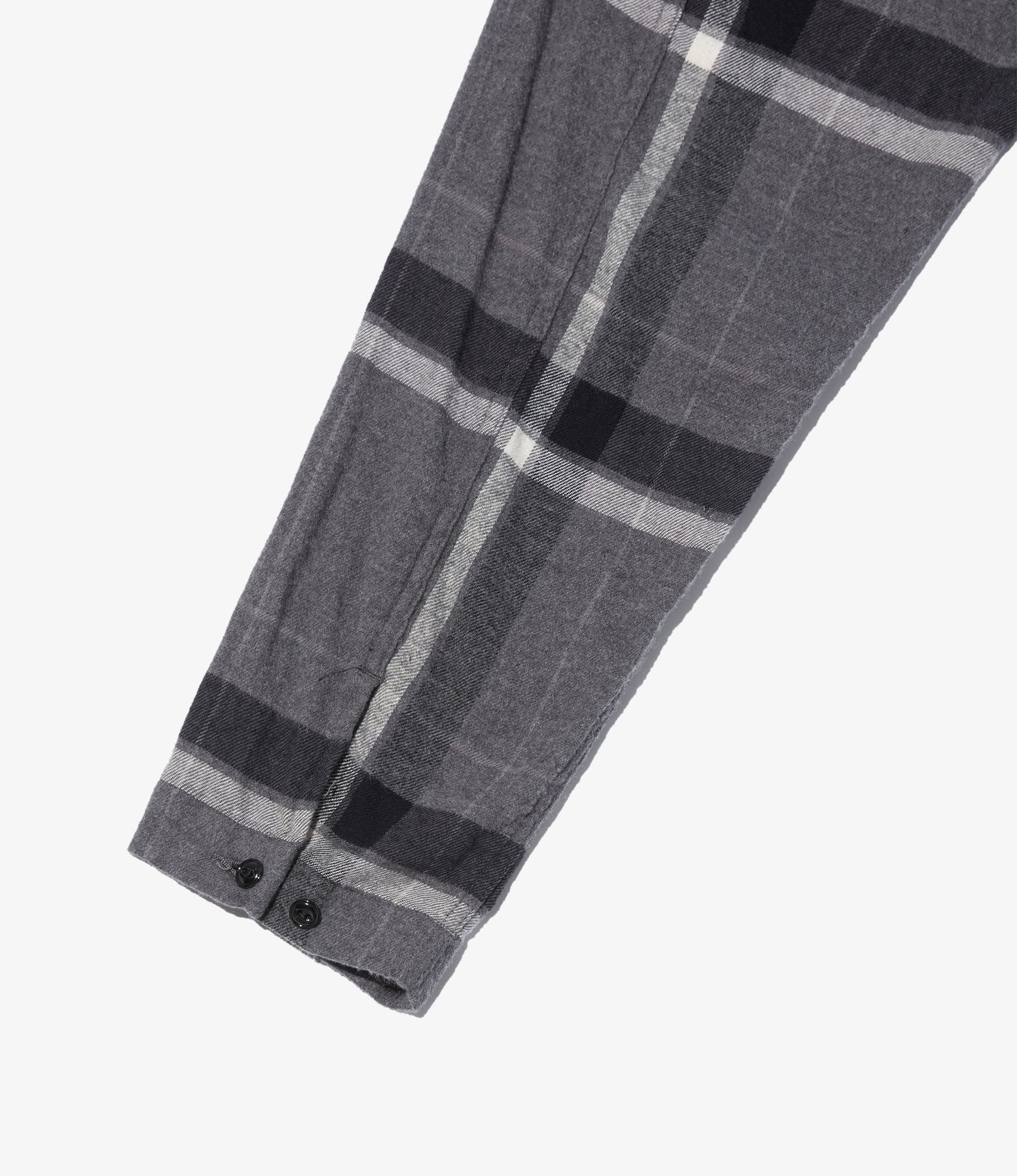 Cagoule Shirt - Grey/Black Cotton Brushed Big Plaid