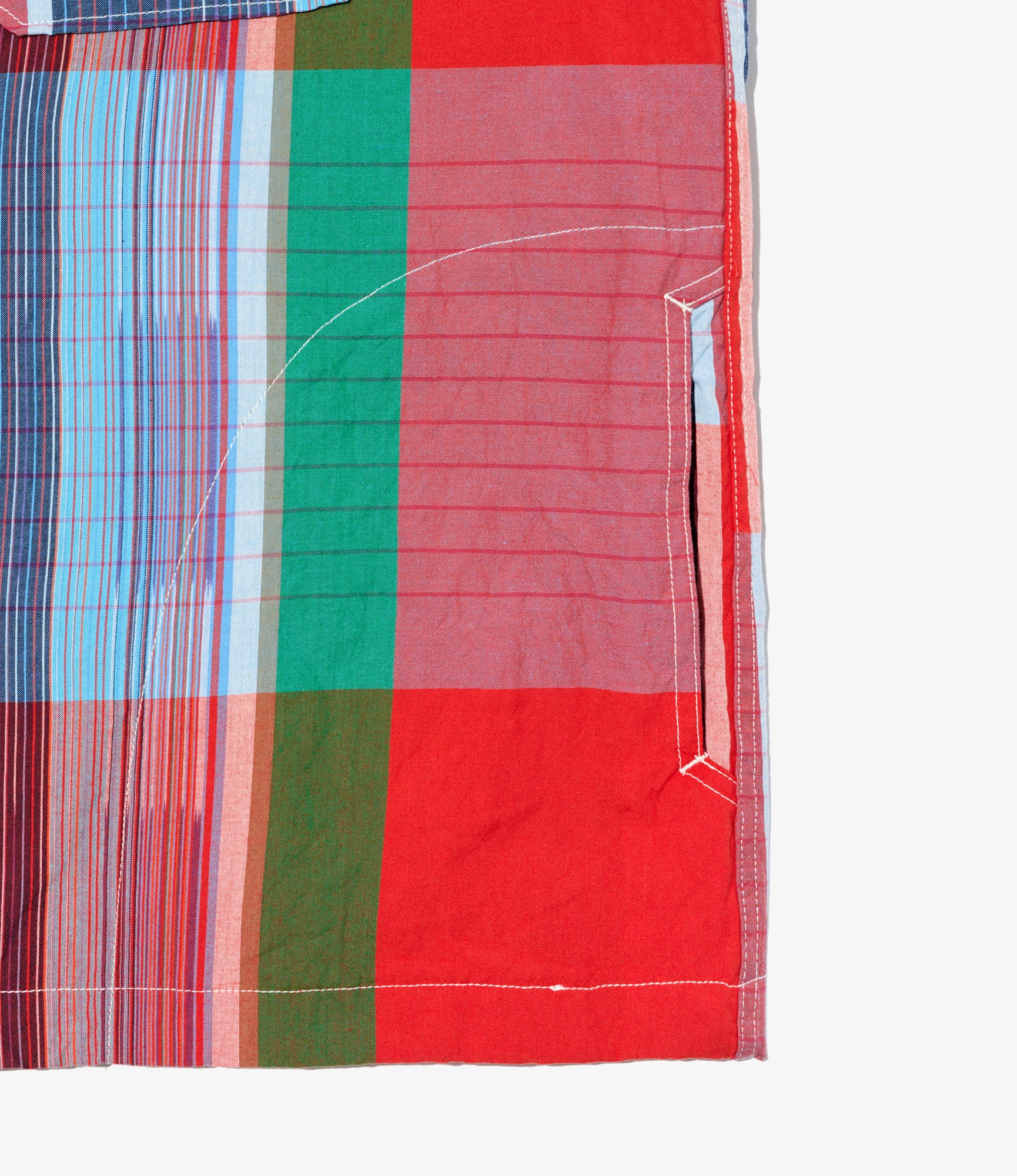 Cagoule Shirt - Red Cotton Big Madras Plaid