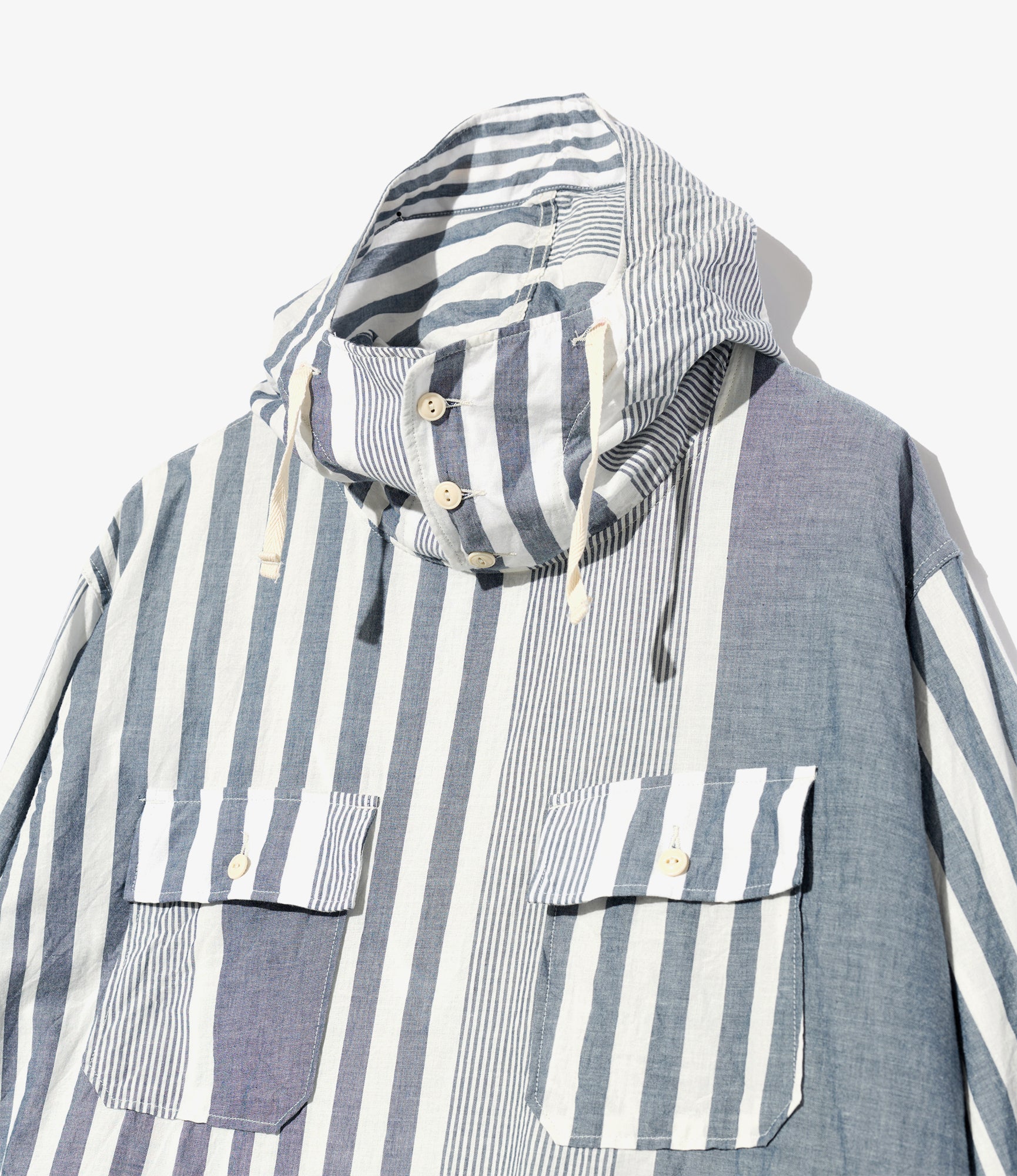 Cagoule Shirt - Blue/White Stripe Cotton Chambray