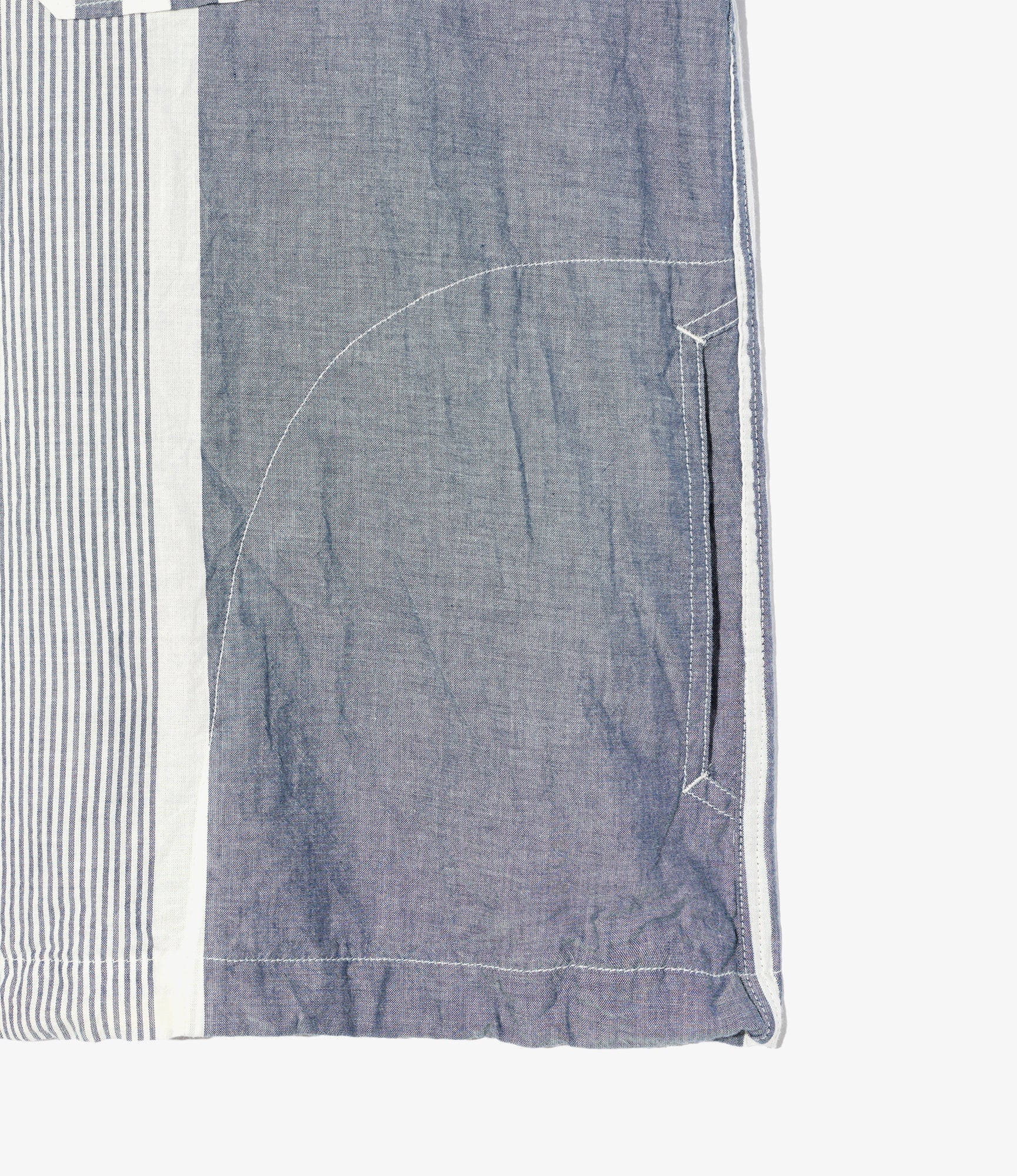 Cagoule Shirt - Blue/White Stripe Cotton Chambray