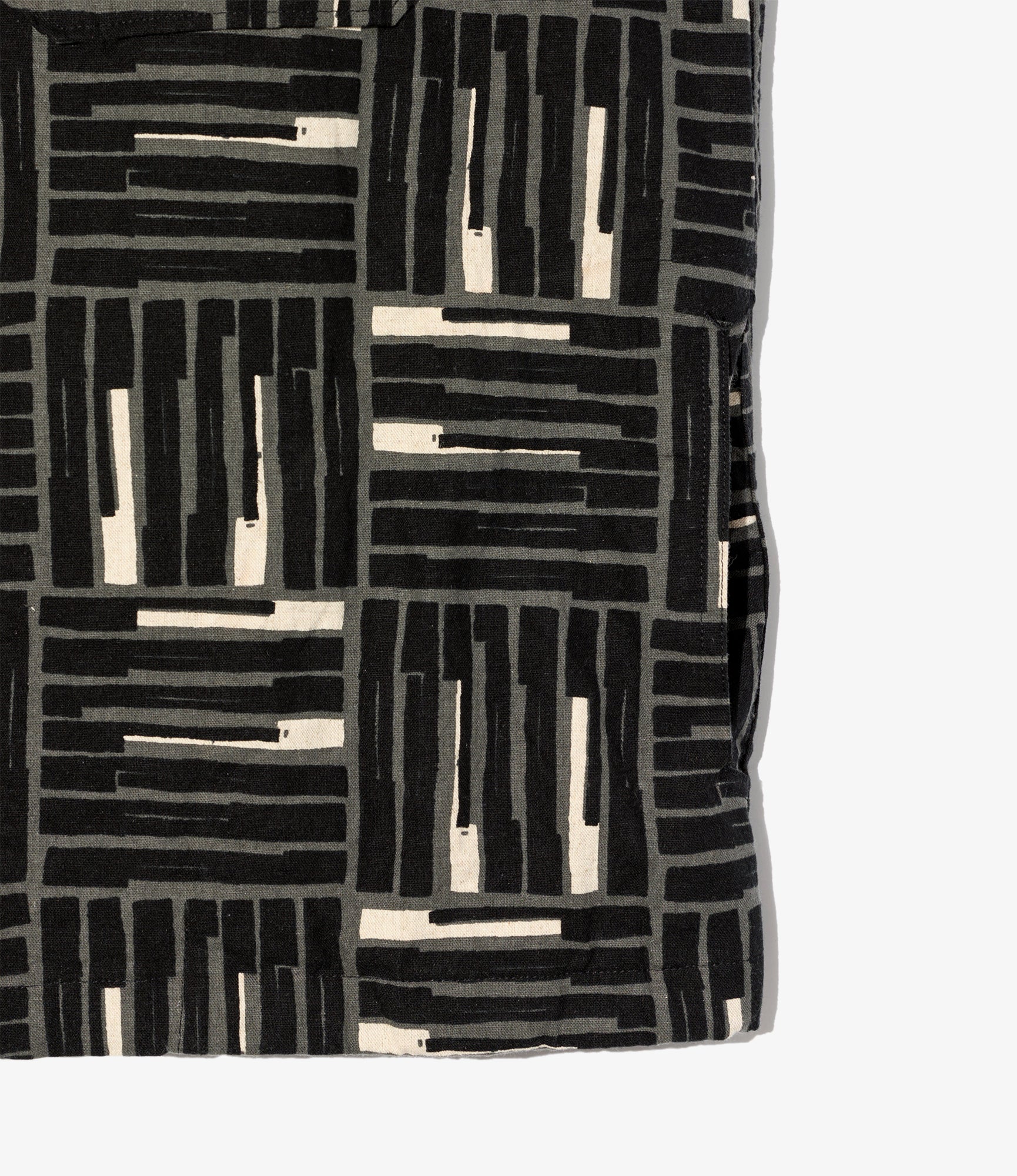 Cagoule Shirt - Black Tile Print Cotton Canvas