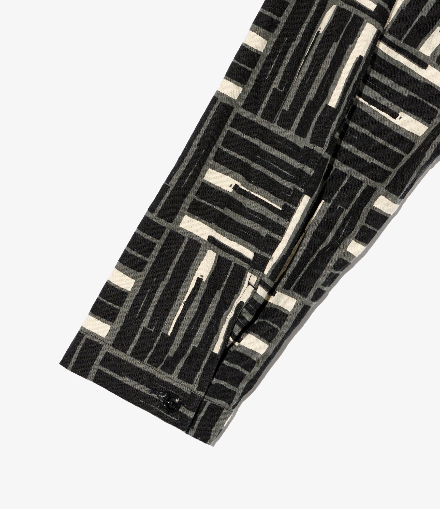 Cagoule Shirt - Black Tile Print Cotton Canvas