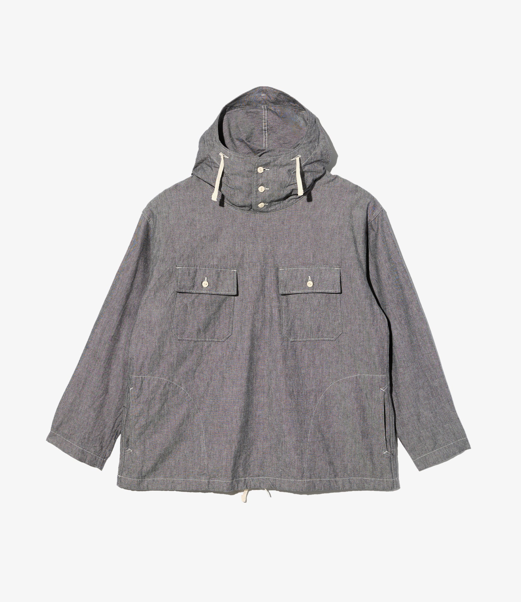Cagoule Shirt - Grey Cotton Chambray