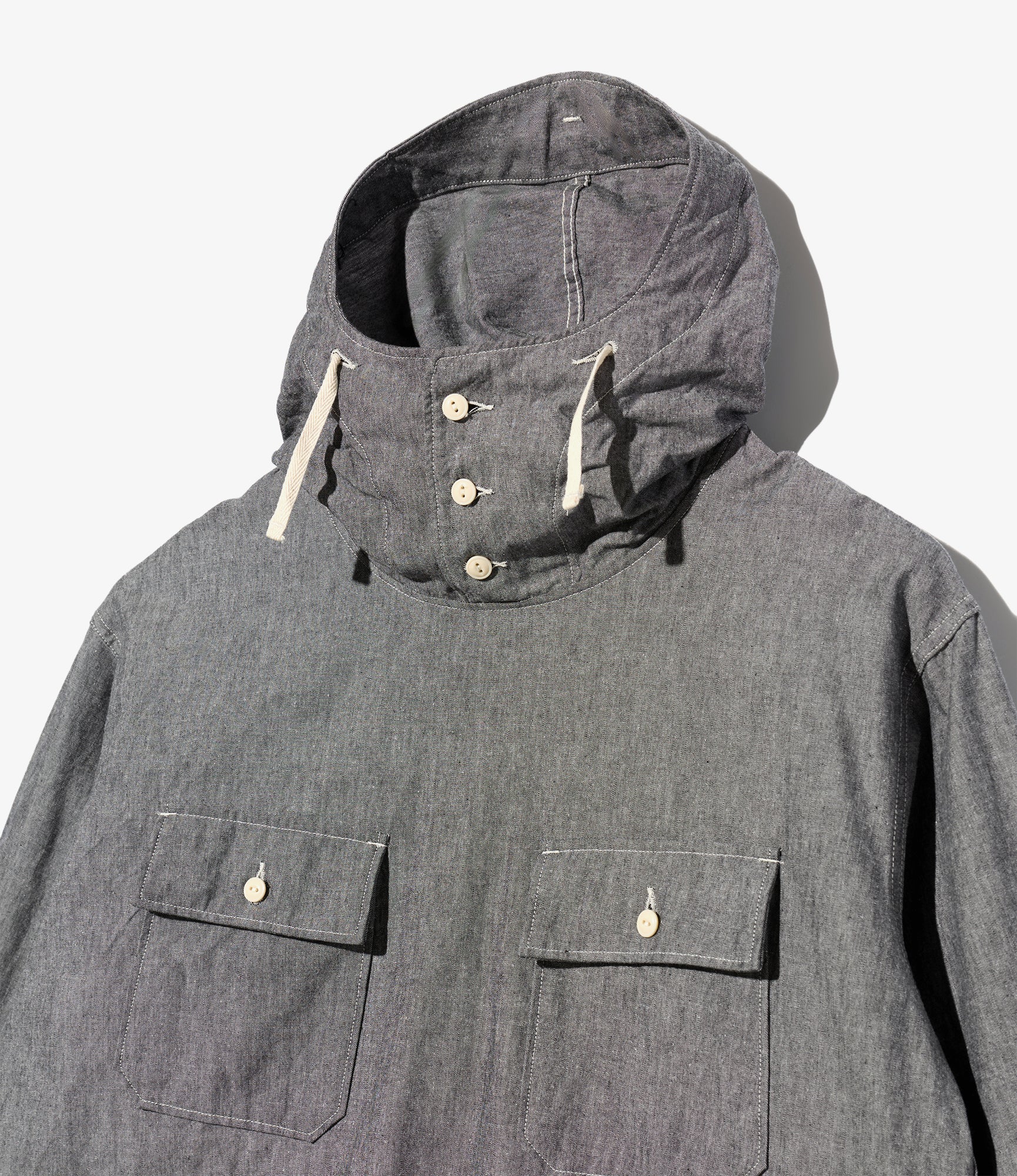 Cagoule Shirt - Grey Cotton Chambray