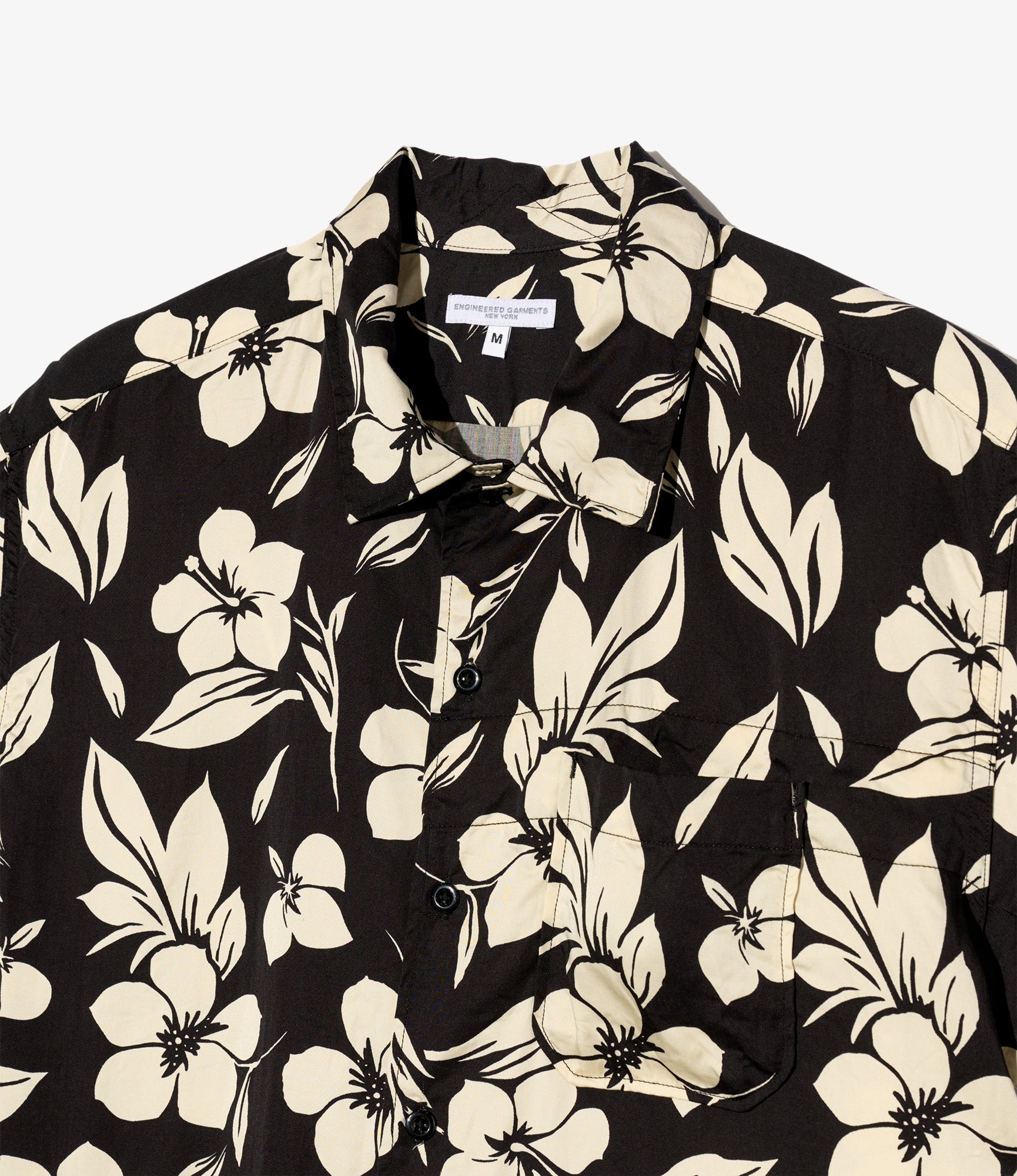 Camp Shirt - Black/Natural Tencel Floral Print