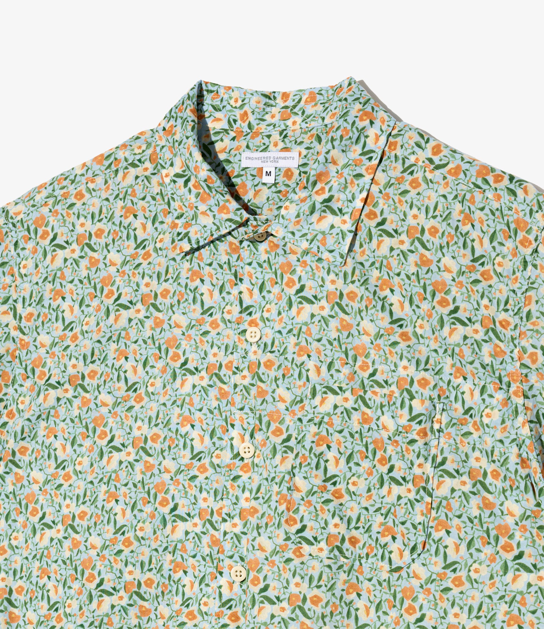 Camp Shirt - Blue Small Floral Cotton Lawn