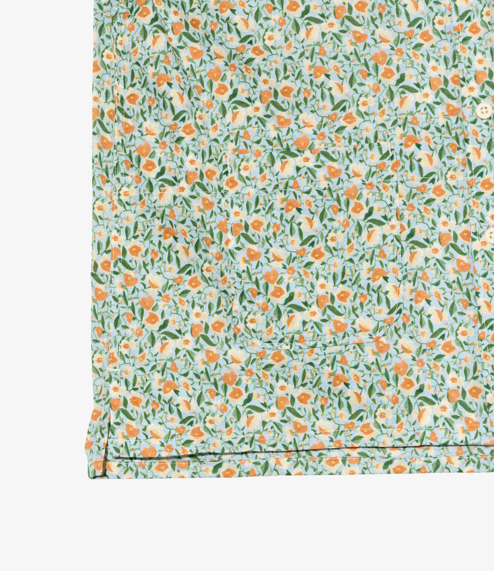 Camp Shirt - Blue Small Floral Cotton Lawn