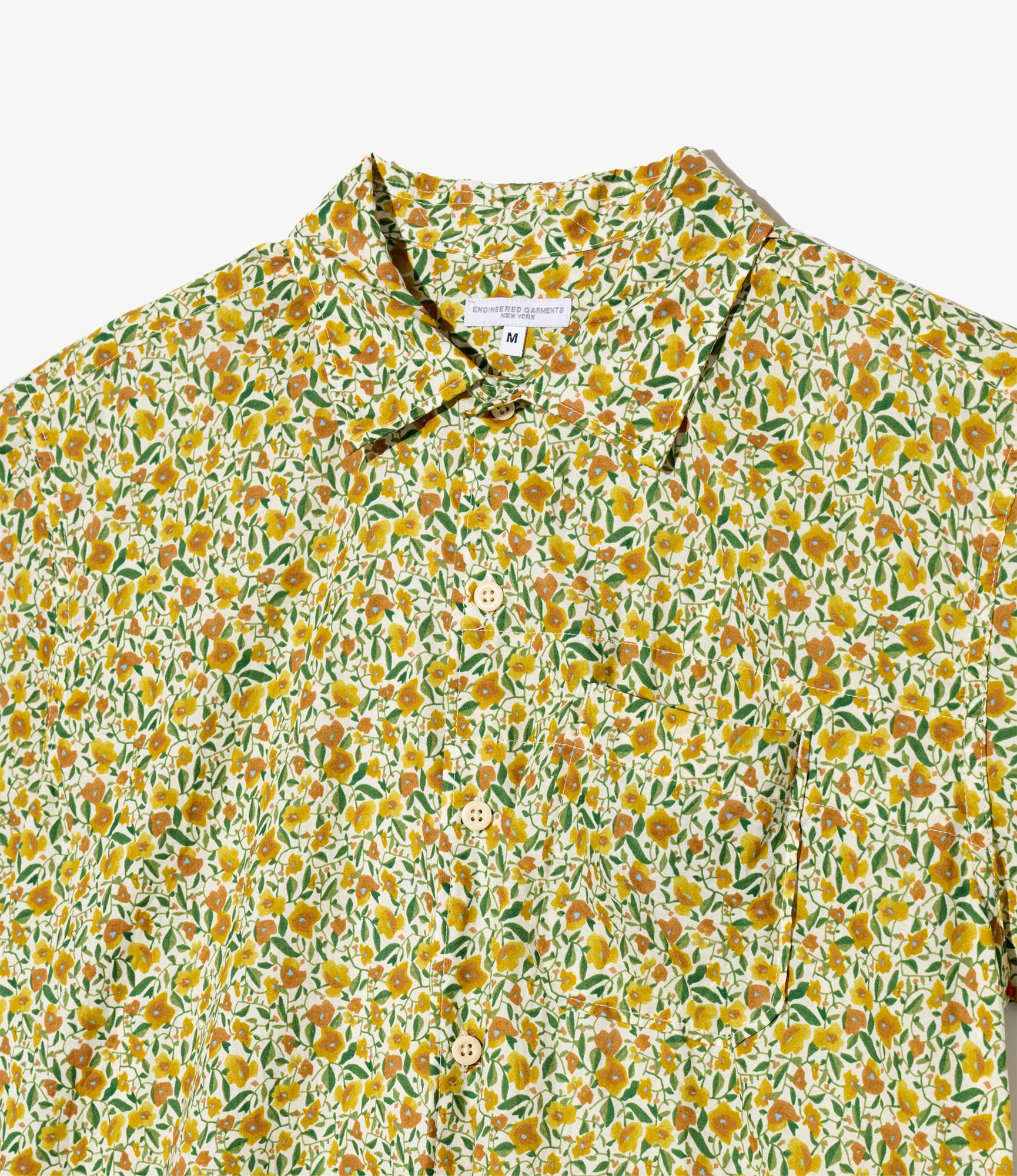 Camp Shirt - Yellow Small Floral Cotton Lawn