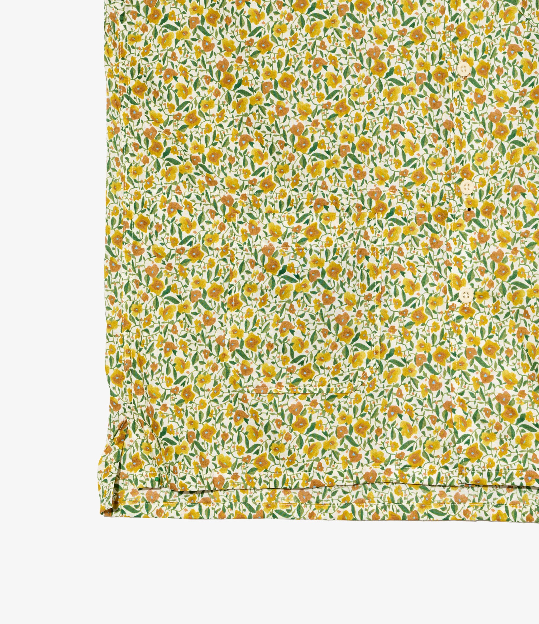 Camp Shirt - Yellow Small Floral Cotton Lawn
