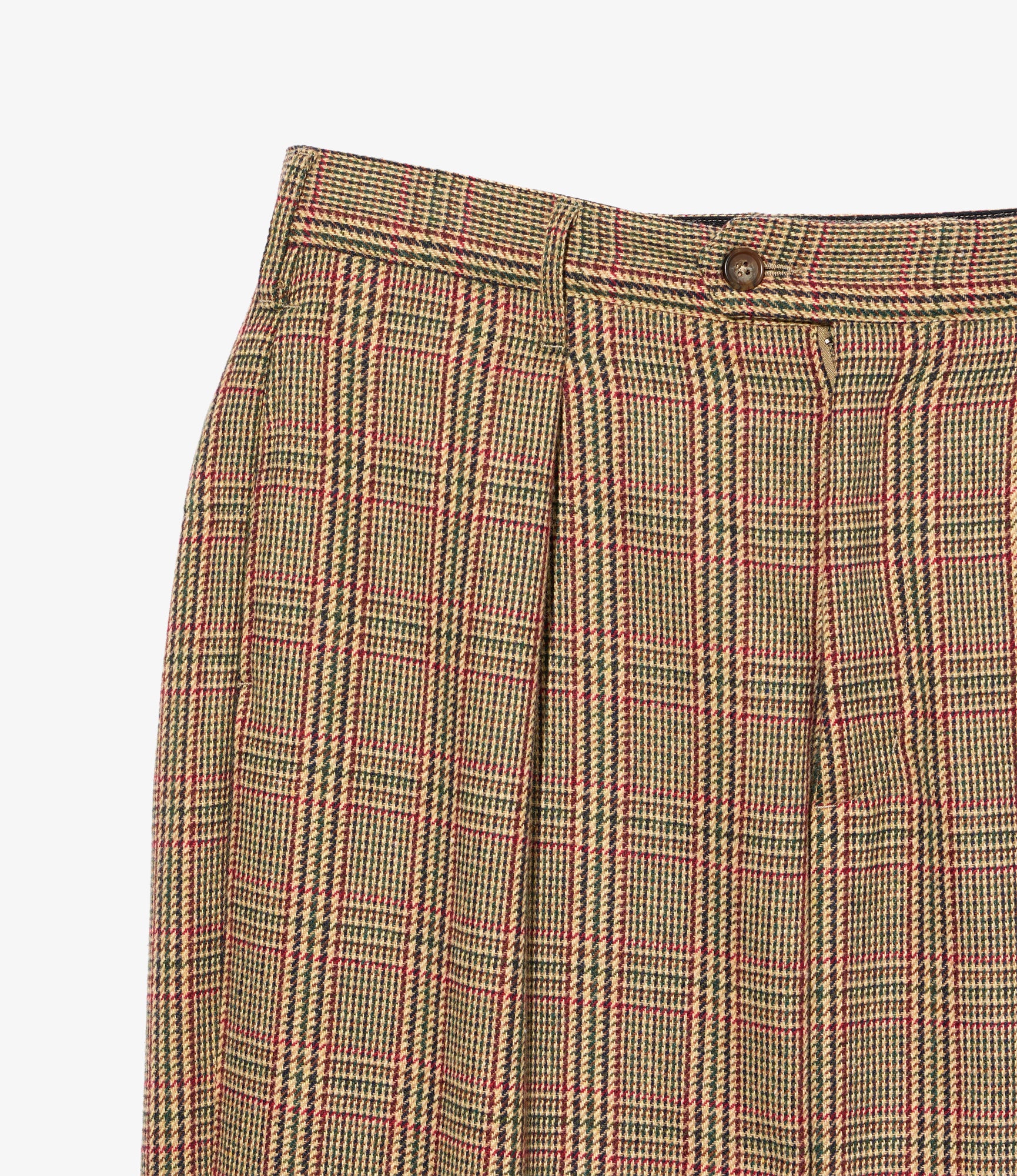 Carlyle Pant - Tan/Red Wool Poly Glen Plaid